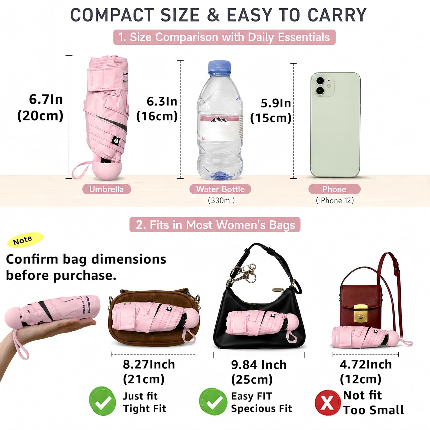 BAODINI capsule umbrella-Pink