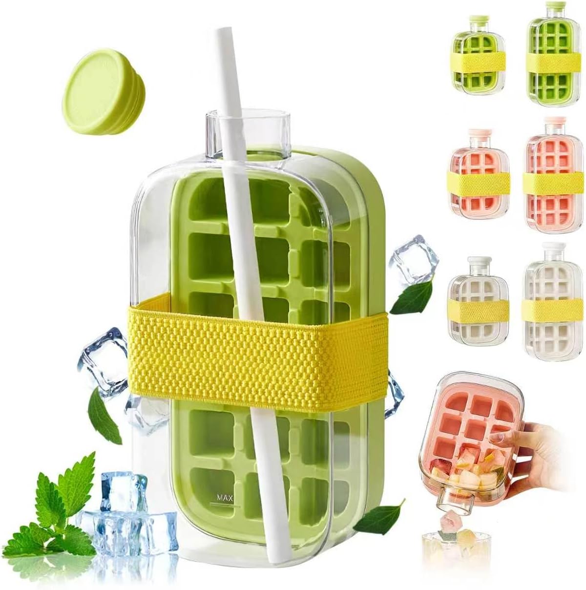 Portable 2-in-1 Ice Cube Bottle with Lid