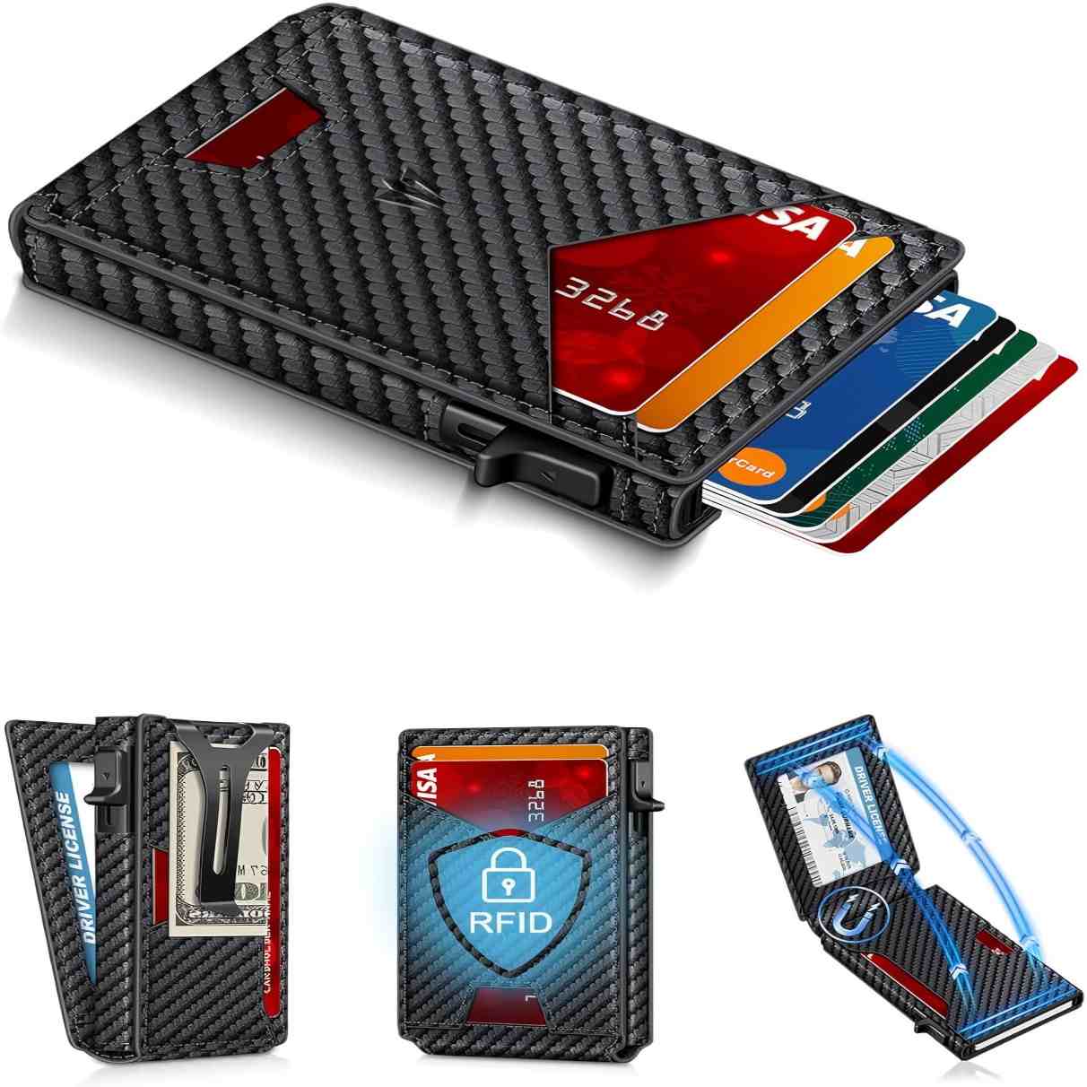 Ditch the Bulk: Minimalist Pop-Up Wallet with Built-InMoney Clip & Full RFID Protection