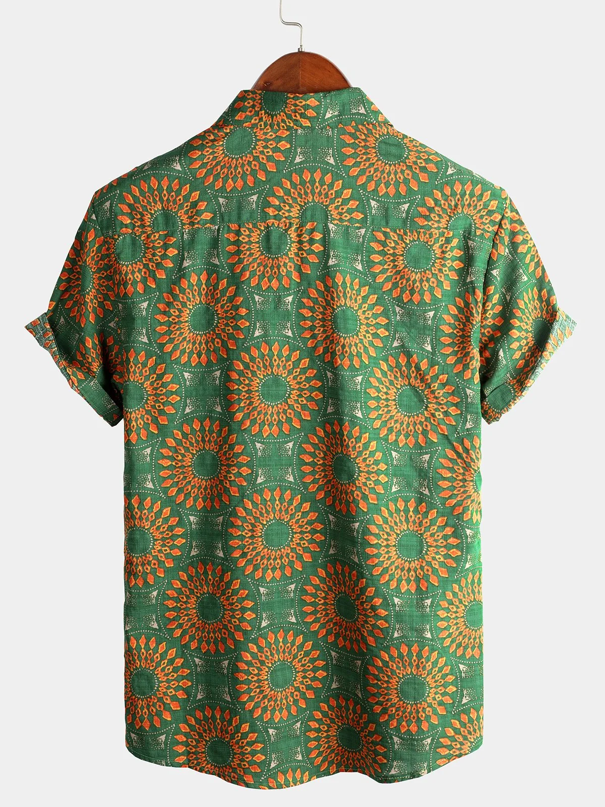 Men's Vintage 70s Retro Disco Summer Button-Up Short Sleeve Shirt