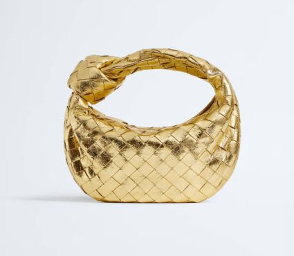 Bottega Veneta Mini Jodie in Gold Intrecciato leather