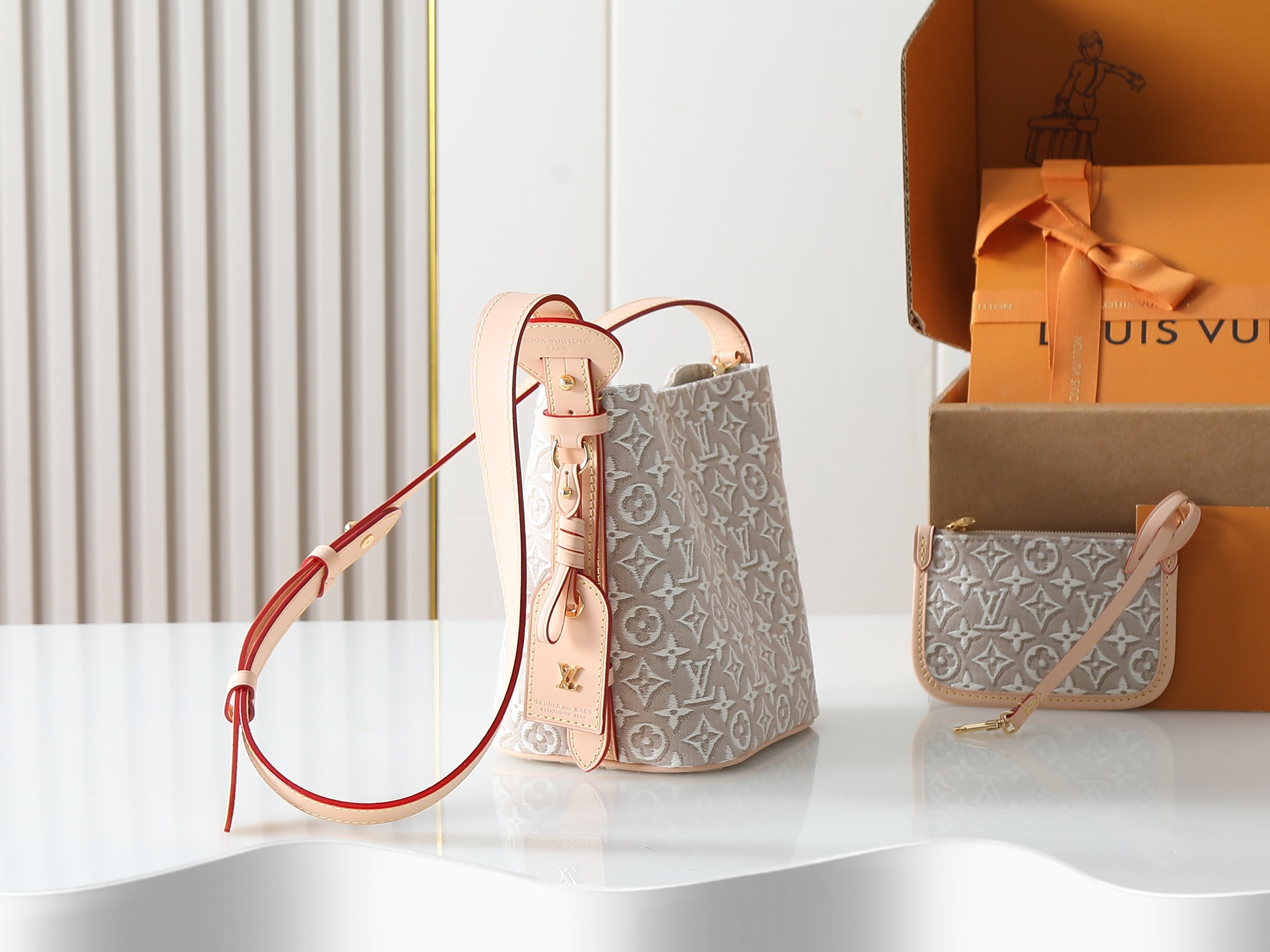 Louis Vuitton LV All In BB Beige jacquard bucket bag