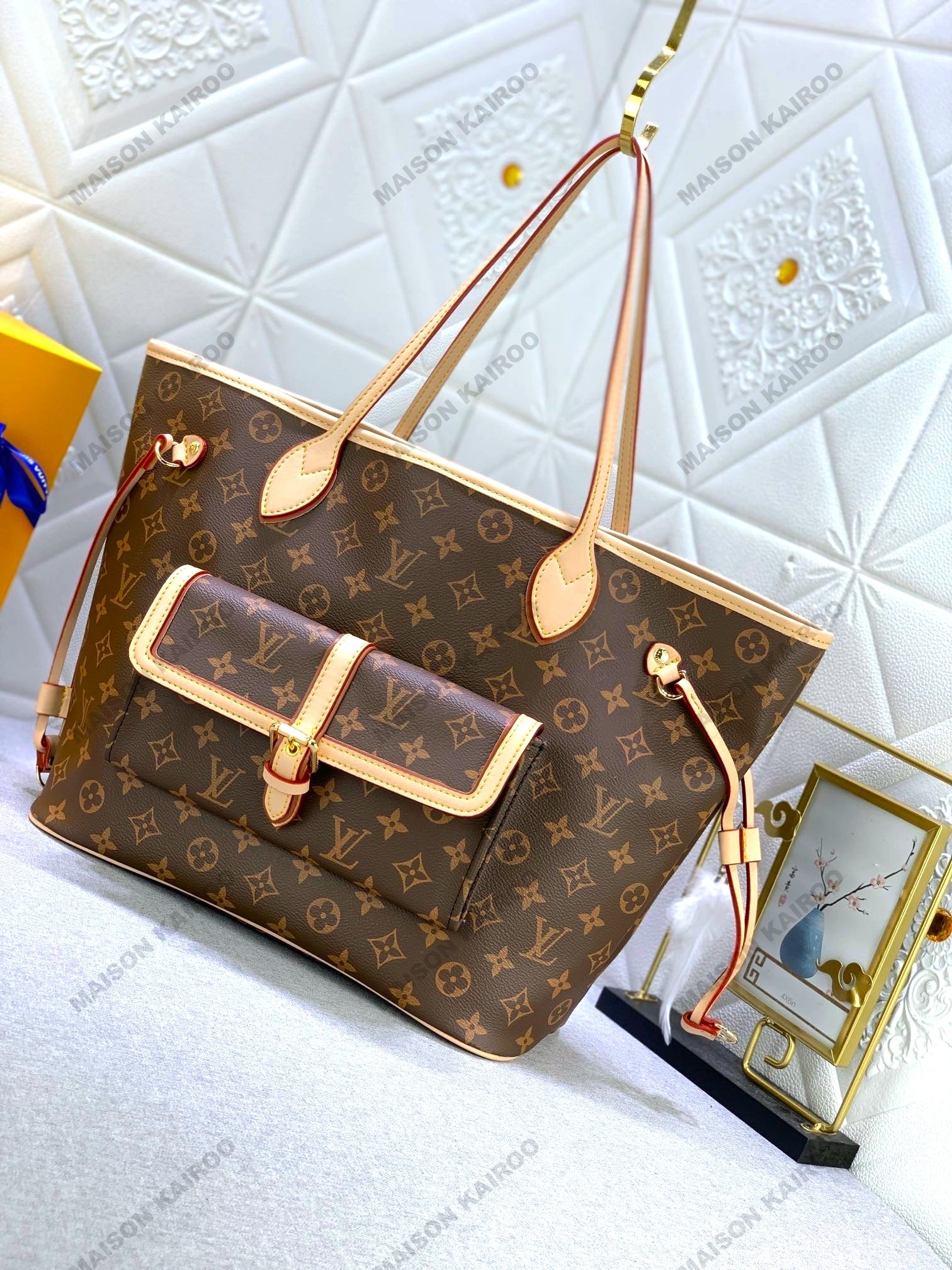 Louis Vuitton LV Fall For You Neverfull MM Classic Monogram Coated Canvas External Pocke Tote Bag With Pouch - KAIROO