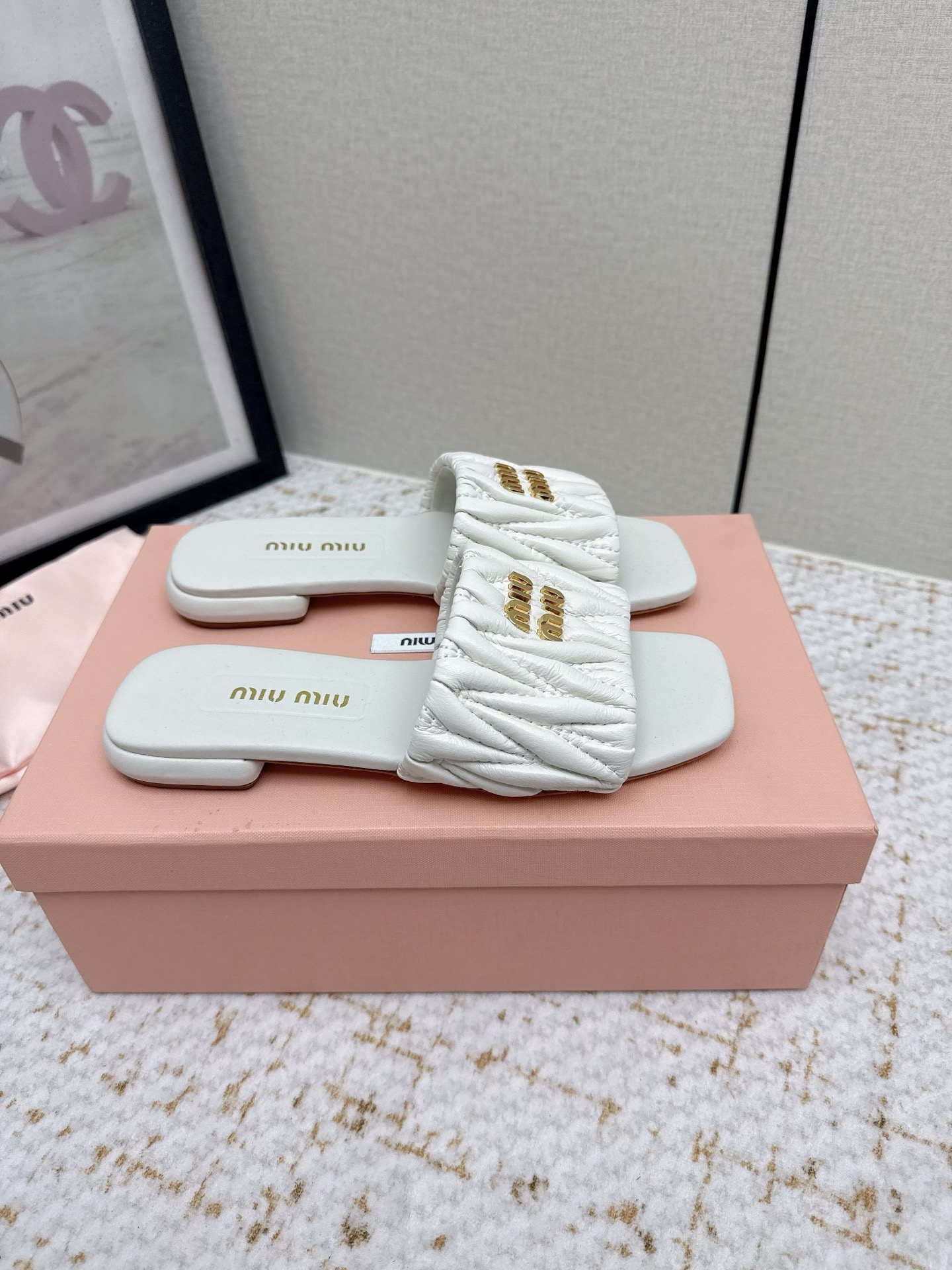 Miu Miu Matelassé Nappa Flat Mule