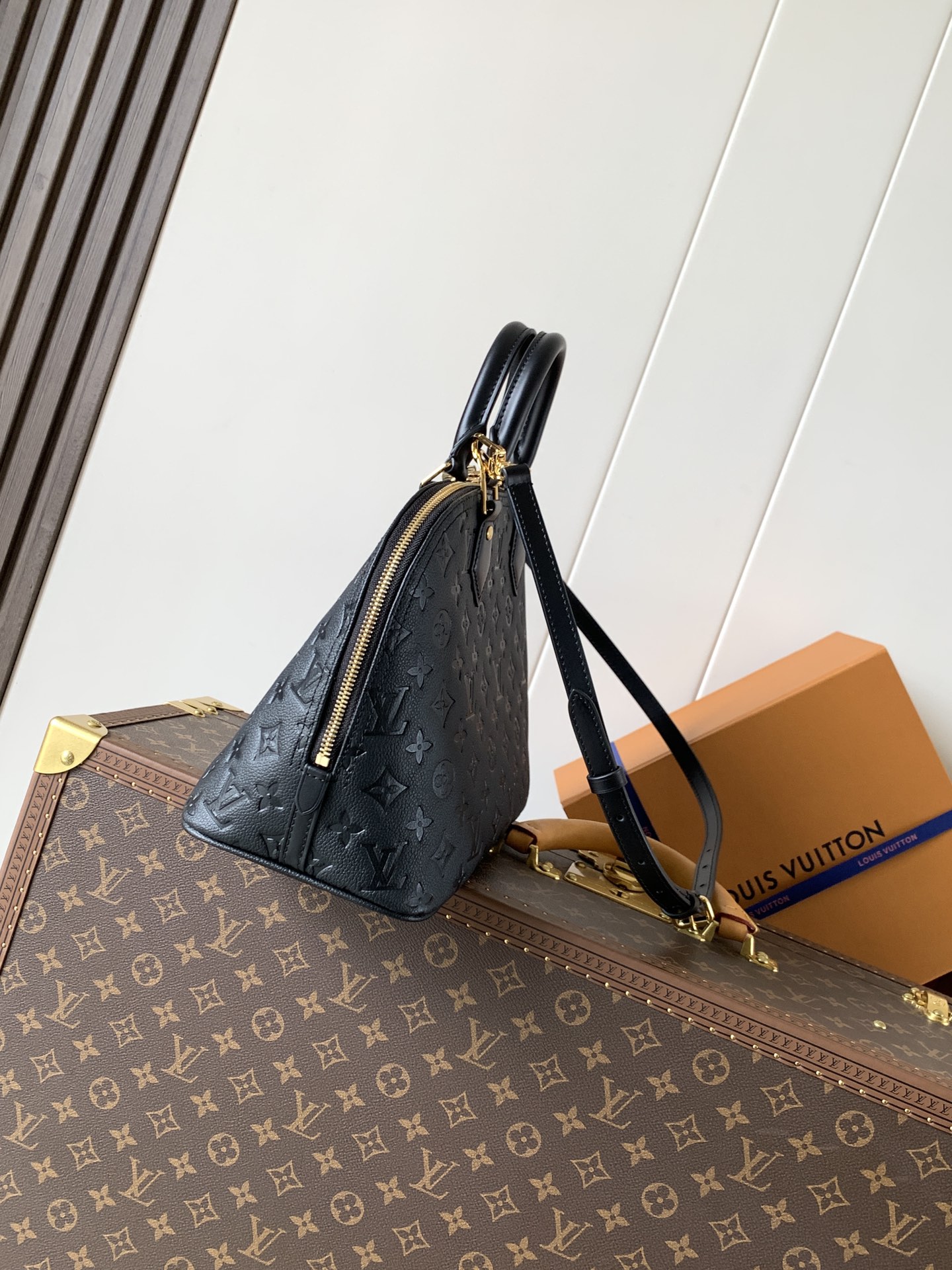 M26489 LV Alma PM in Black Monogram Empreinte leather