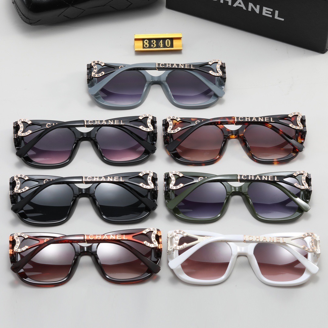 Chanel Openwork Rhinestone CC Square Sunglasses - KAIROO