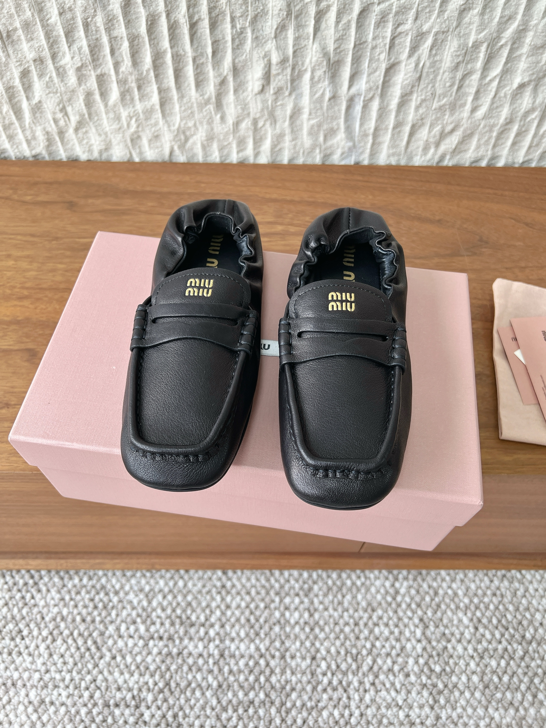 Miu Miu Ruched Nappa Loafers