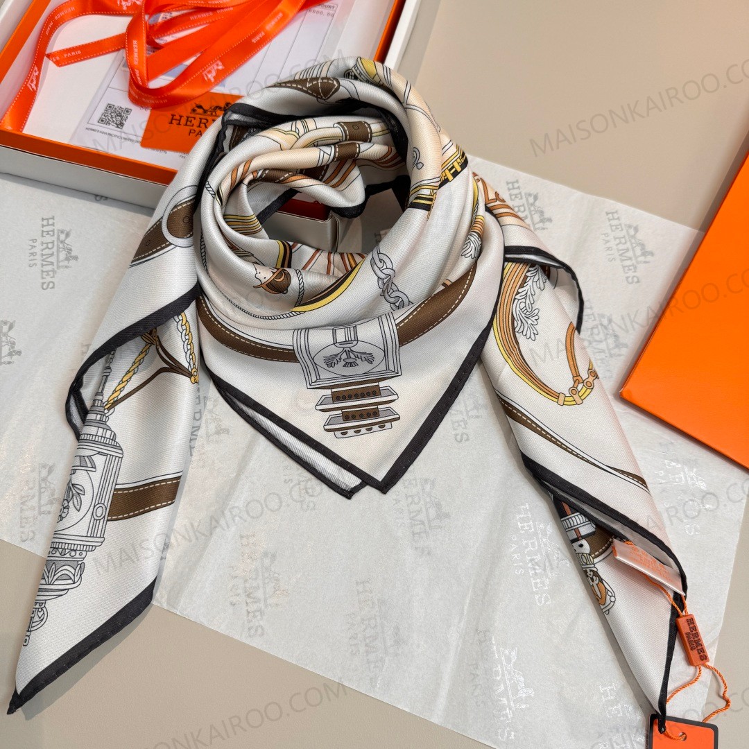 Hermes Stately Wheels 90 Silk Twill Scarf - KAIROO