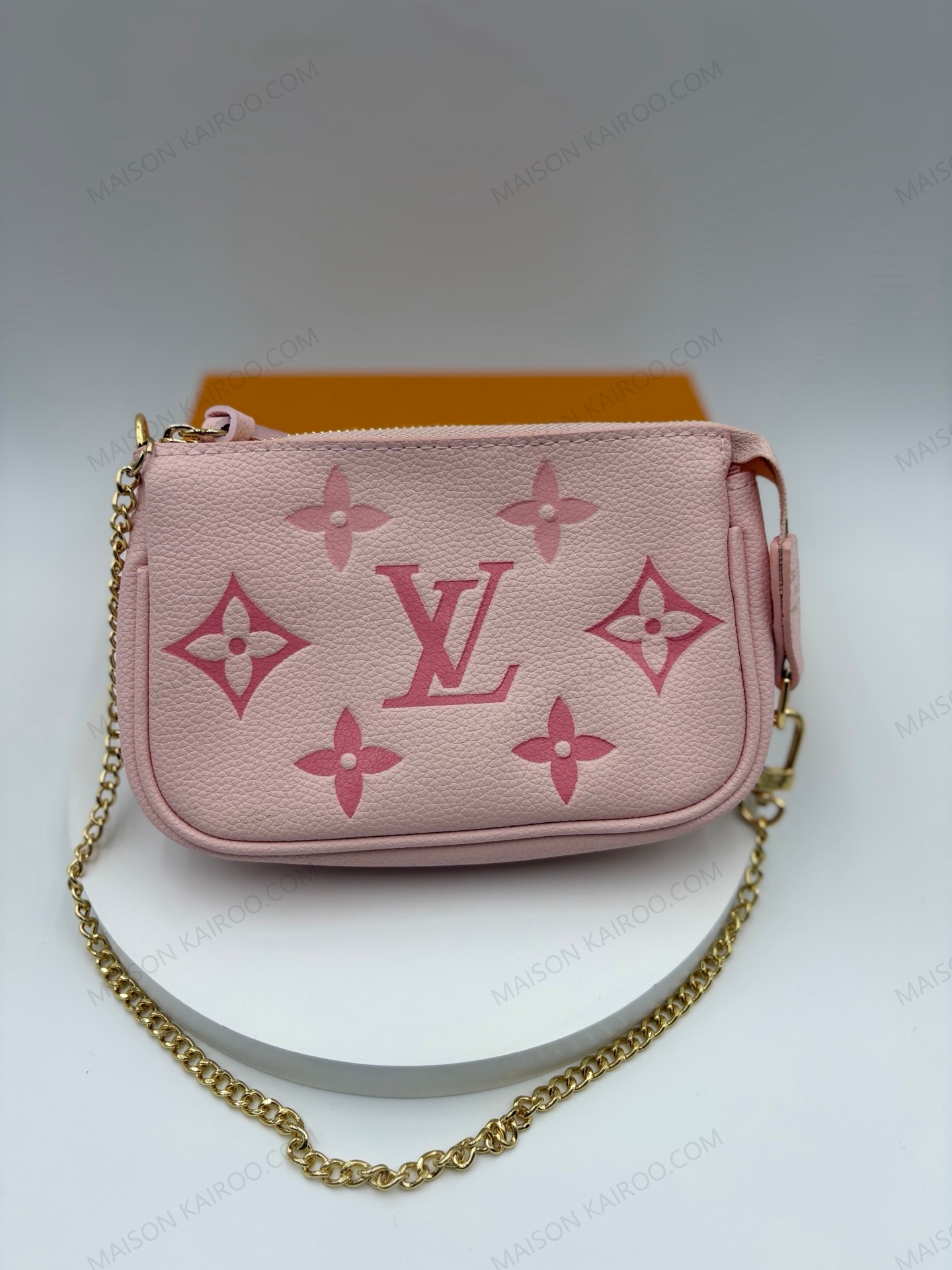 Louis Vuitton LV Mini Pochette Accessoires Bicolor Monogram Empreinte Grain Leather Chain Pouch Bag - KAIROO