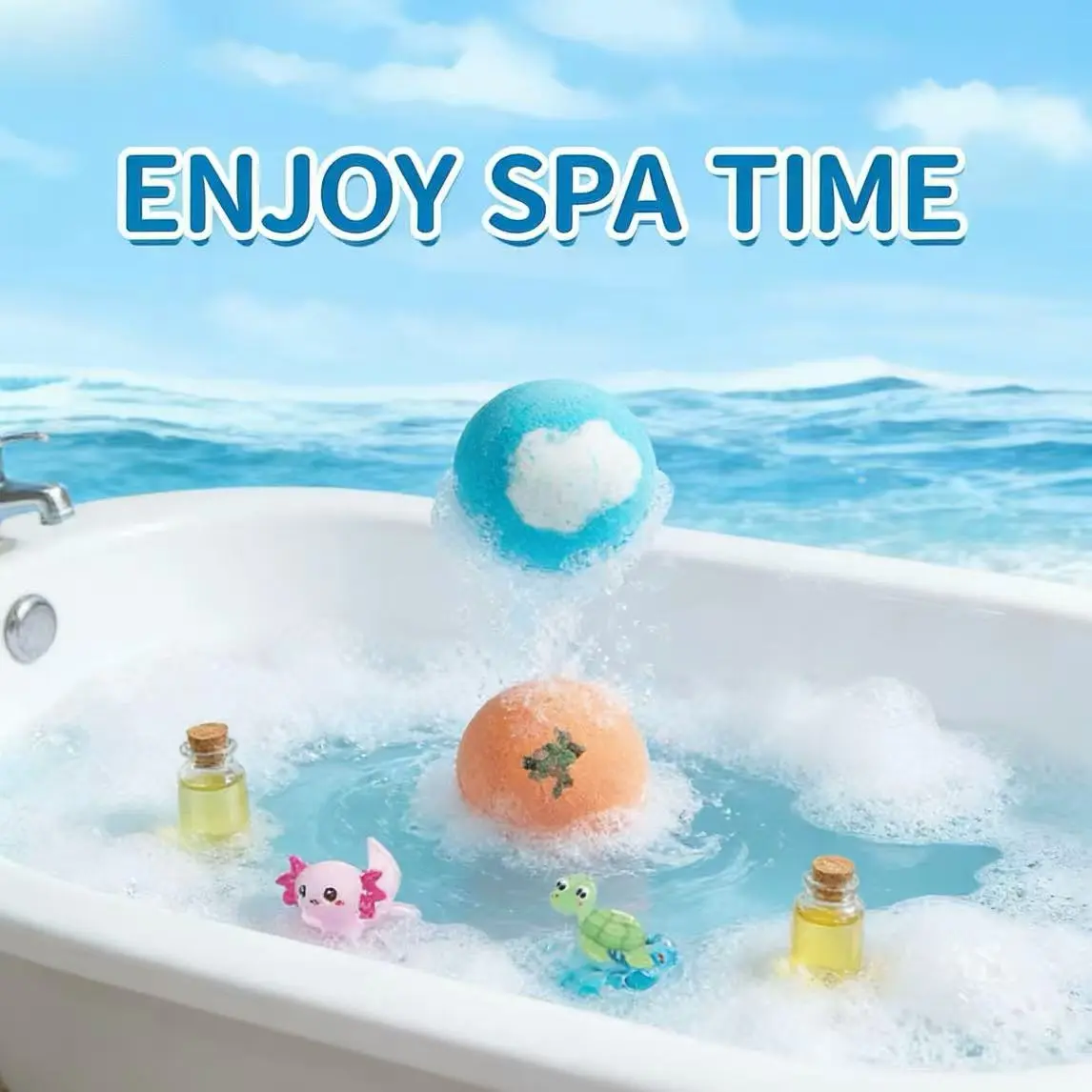 12-Pack Kids Bath Bombs with Surprise Spring Toys Inside - Easter Basket Stuffers for Boys & Girls - Skin-Soothing Bath Fizzies Gift Set (Ages 3+)