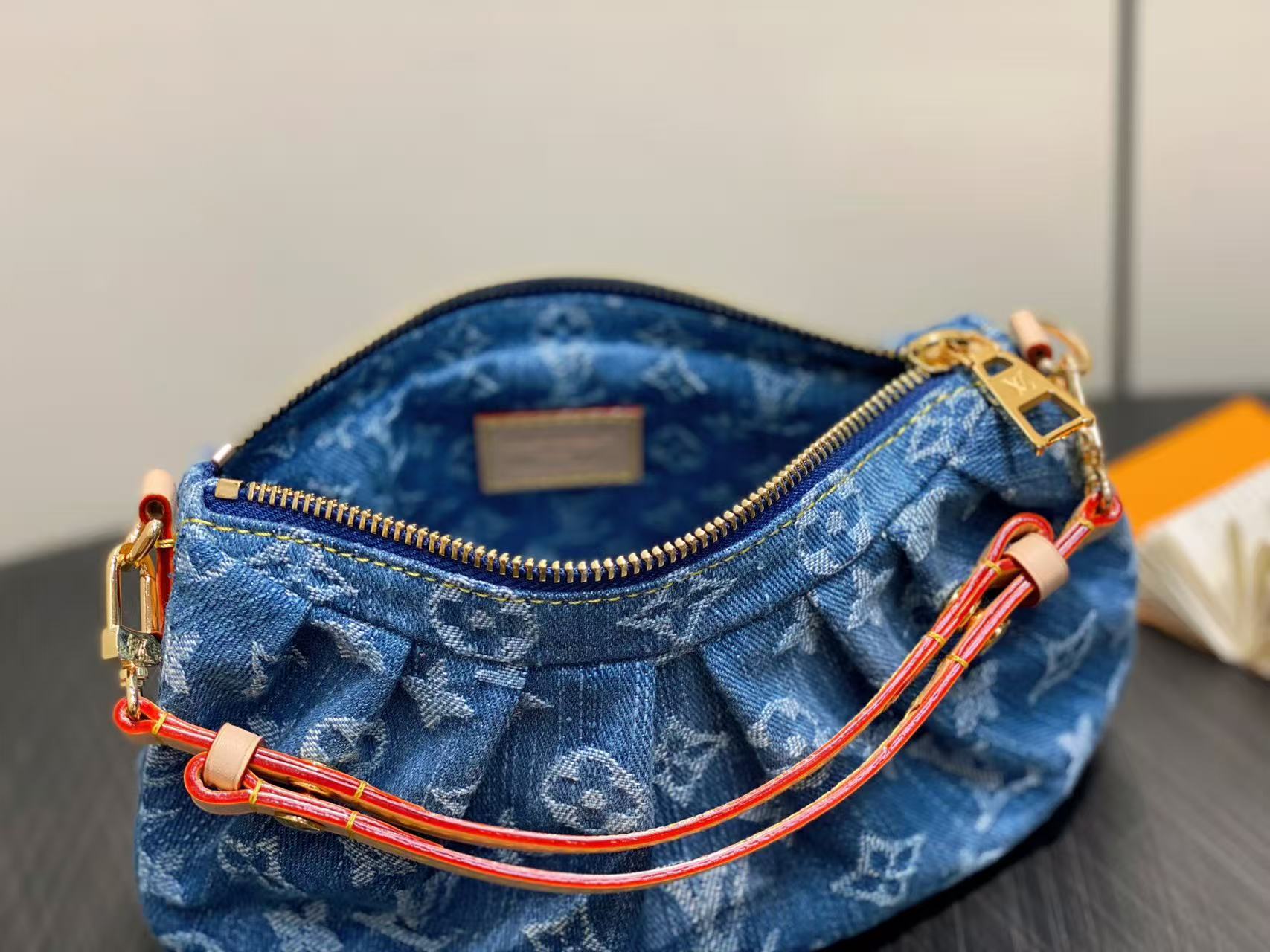 Louis Vuitton LV Pochette Valley handbag denim bag
