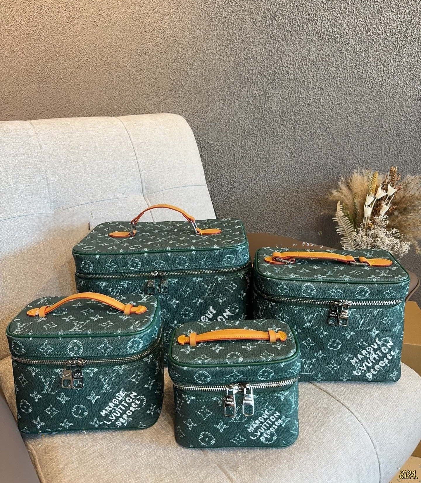 Louis Vuitton Forest Green Nice Vanity Case Box Monogram Coated Canvas LV Signature Top Handle Bag - KAIROO