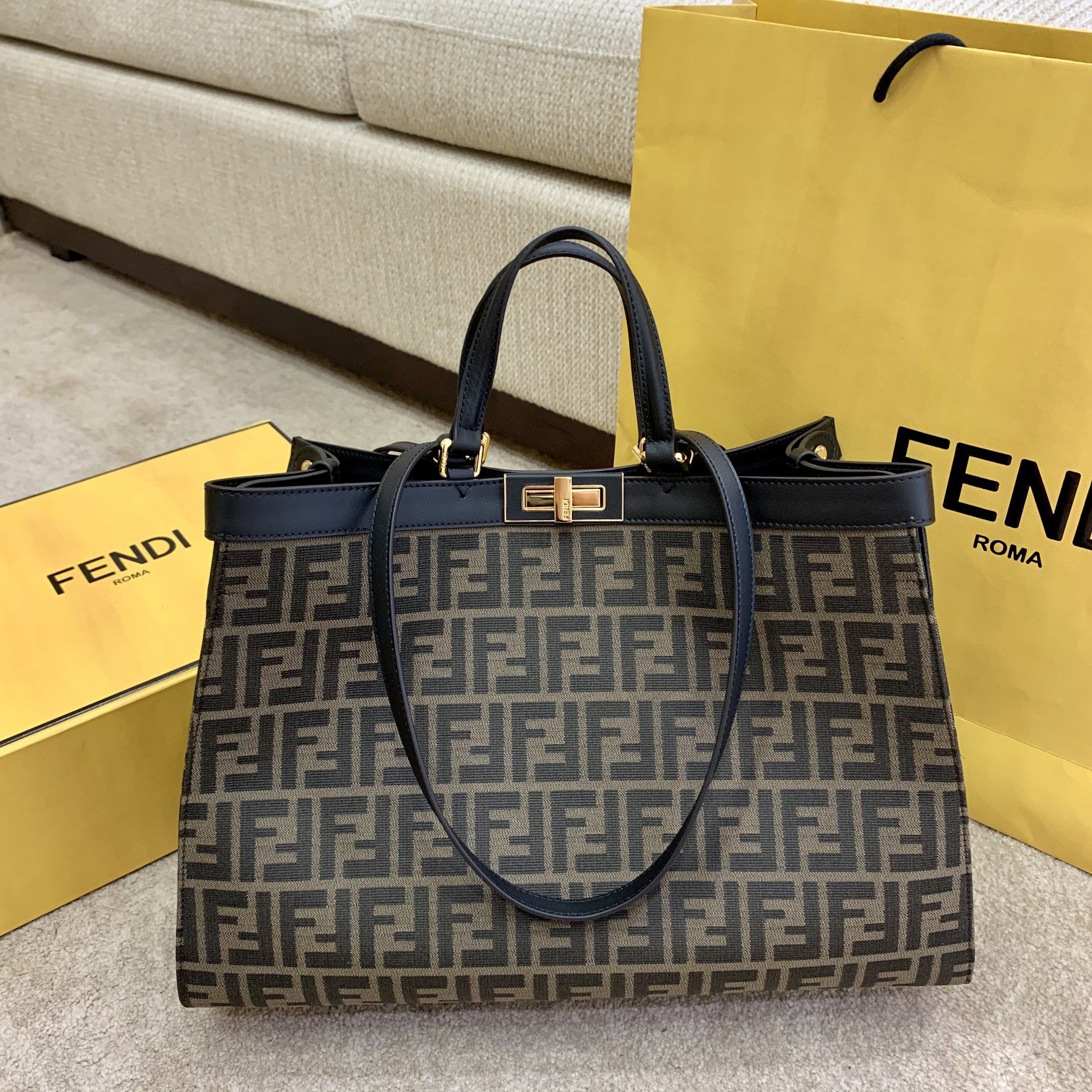 Fendi Iconic Large FF canvas peekaboo X-tote