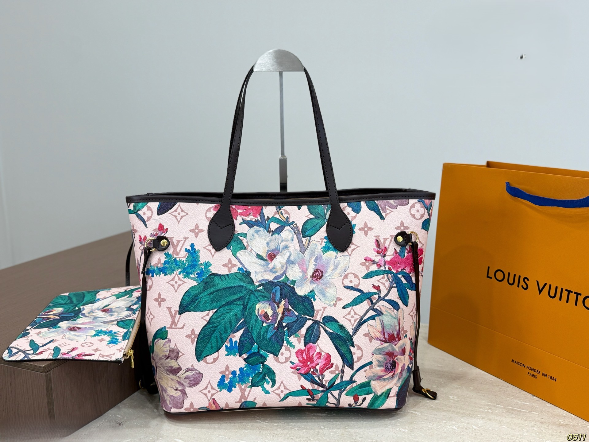 Louis Vuitton LV Neverfull MM Eden Floral Edition Monogram Canvas Tote Top Handle Bag With Pouch - KAIROO