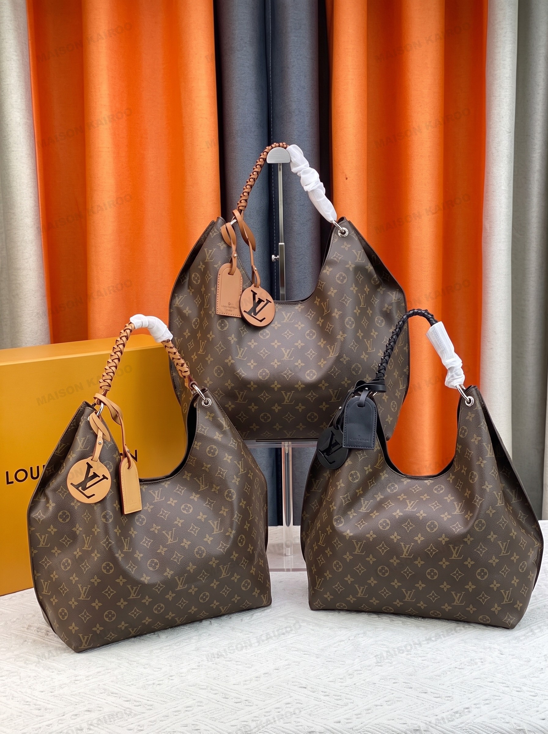Louis Vuitton LV Mahina Hobo Moon Goddess Classic Monogram Canvas Braided Handle Shoulder Tote Bag - KAIROO