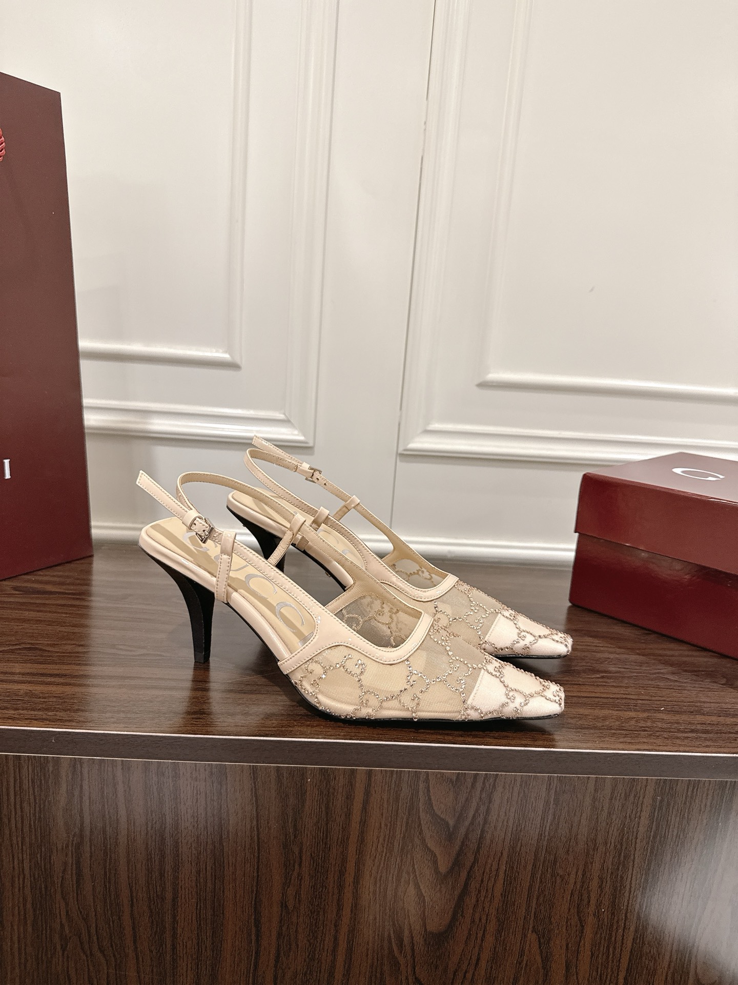 Women's Gucci  GG crystal slingback pump
