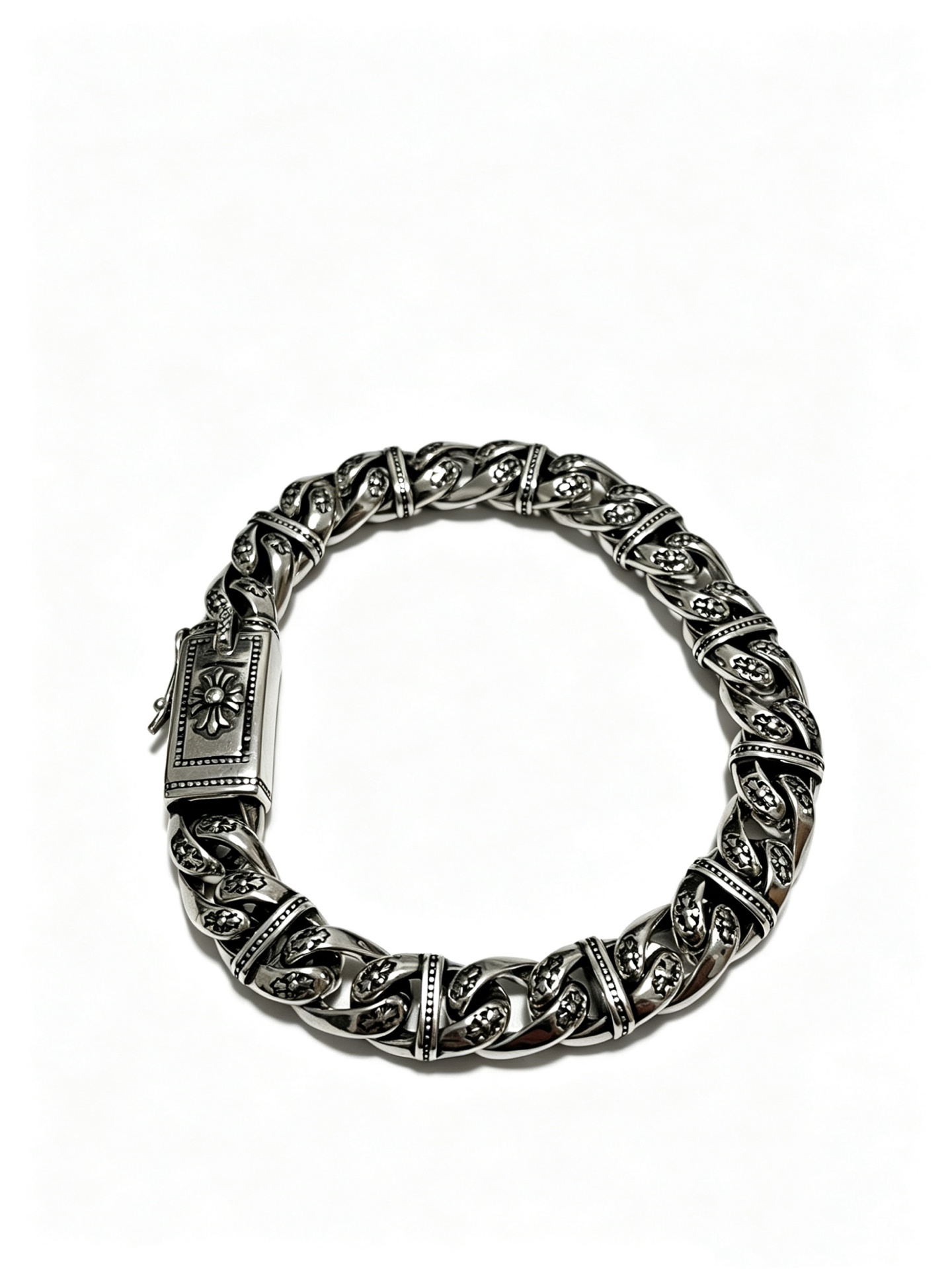 Chrome Hearts Oxidized Silver Unisex Bracelet