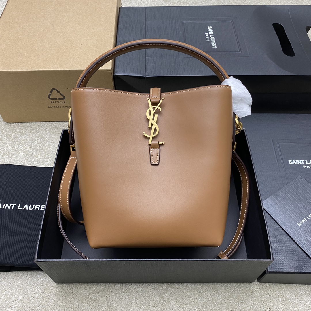 Saint Laurent Dark Cork Shiny Leather Small LE 37 Bag