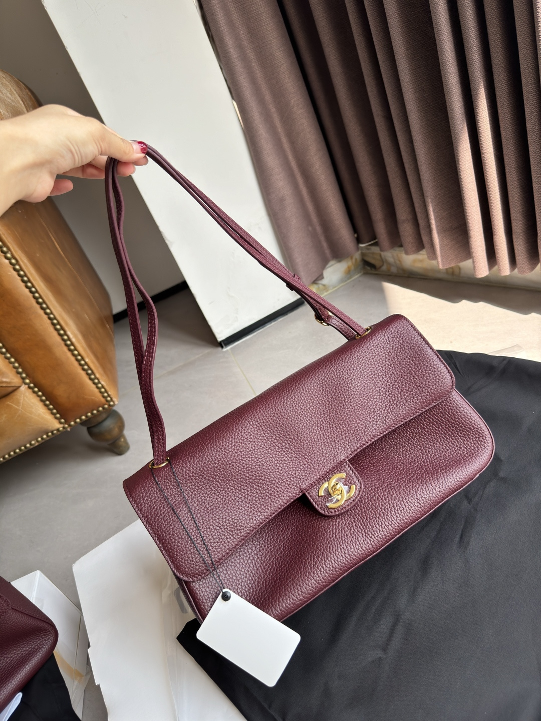 CHANEL Spring Summer 2026 Maxi Flap bag 32cm in Burgundy AS6231