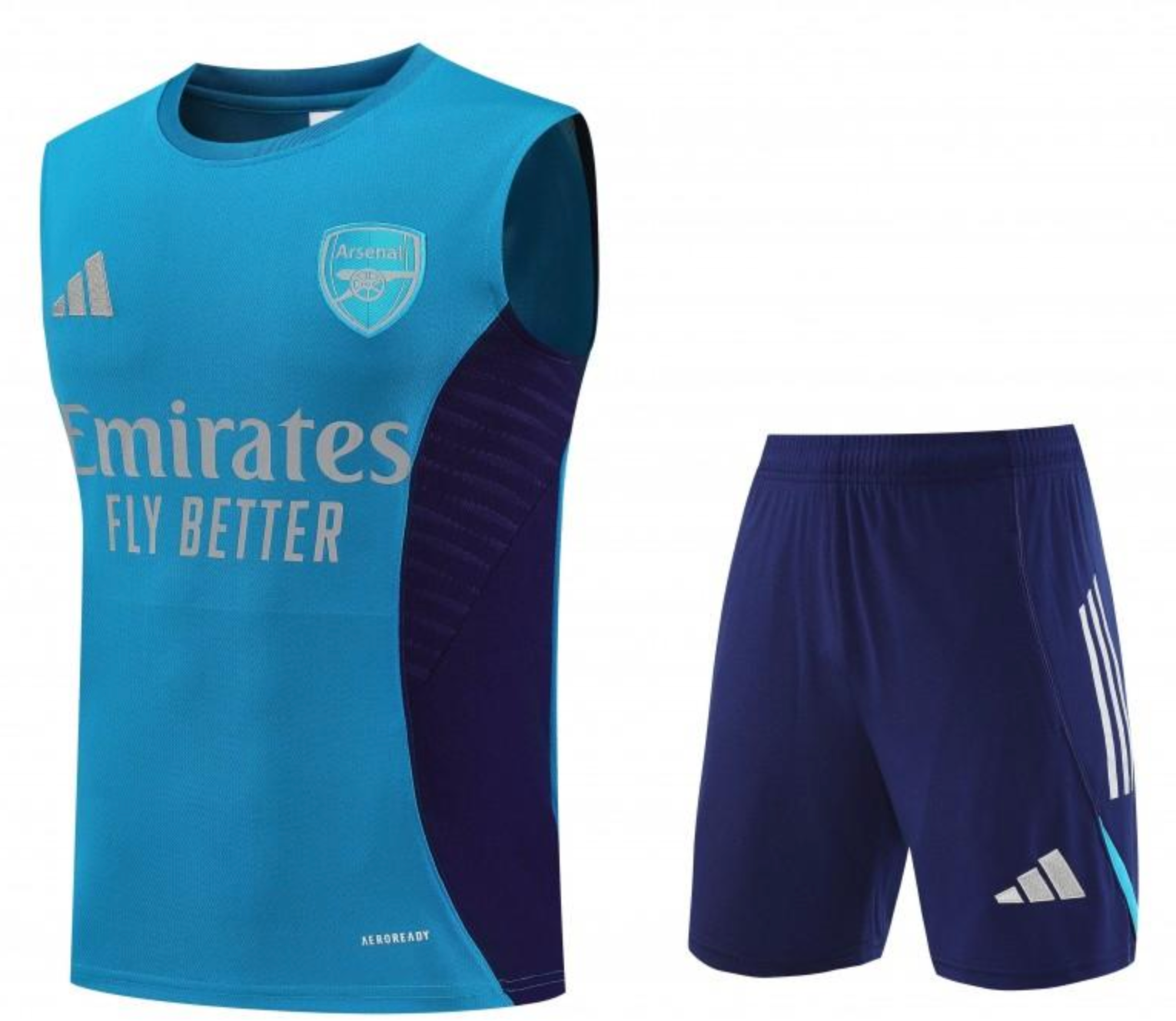 26/27 Arsenal Light Blue & Navy Blue Sleeveless Training Vest + Shorts S-2XL
