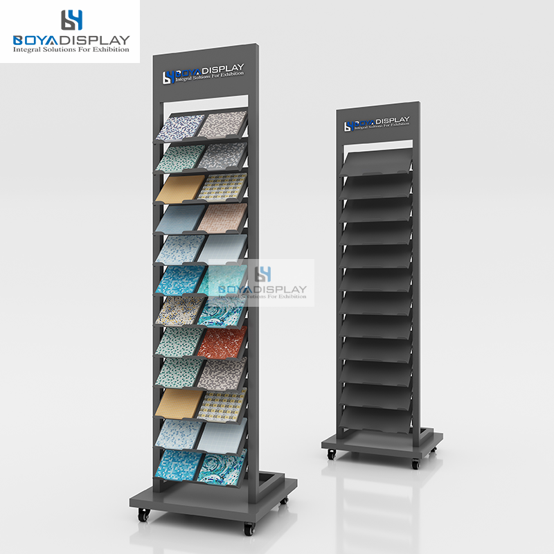 Boya Xxl231 Customization Removable Luxury Easy Set Double-row Vertical Simple Tile Wooden Door Display Stand Rack for Showroom