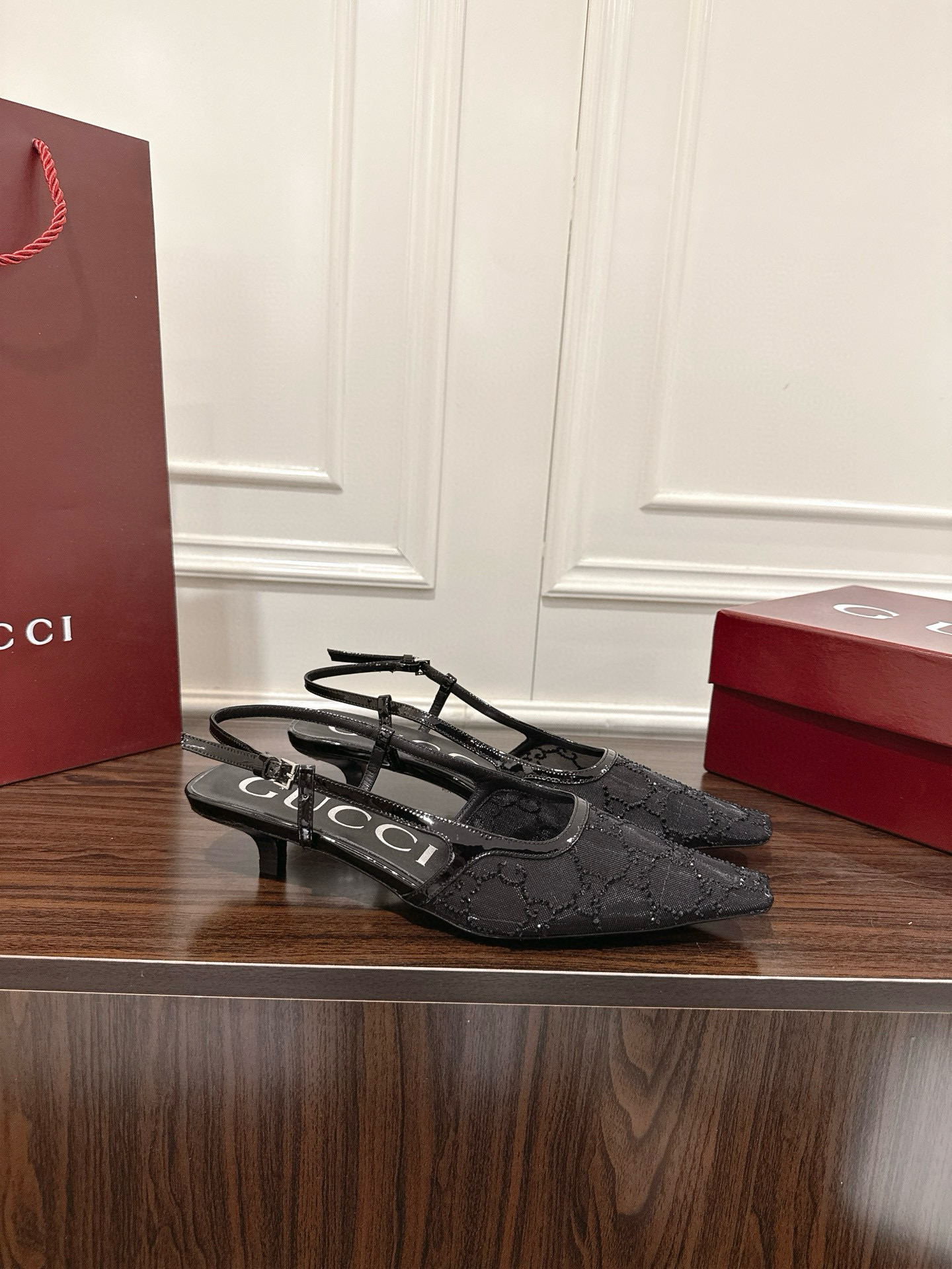 Women's Gucci  GG crystal slingback pump