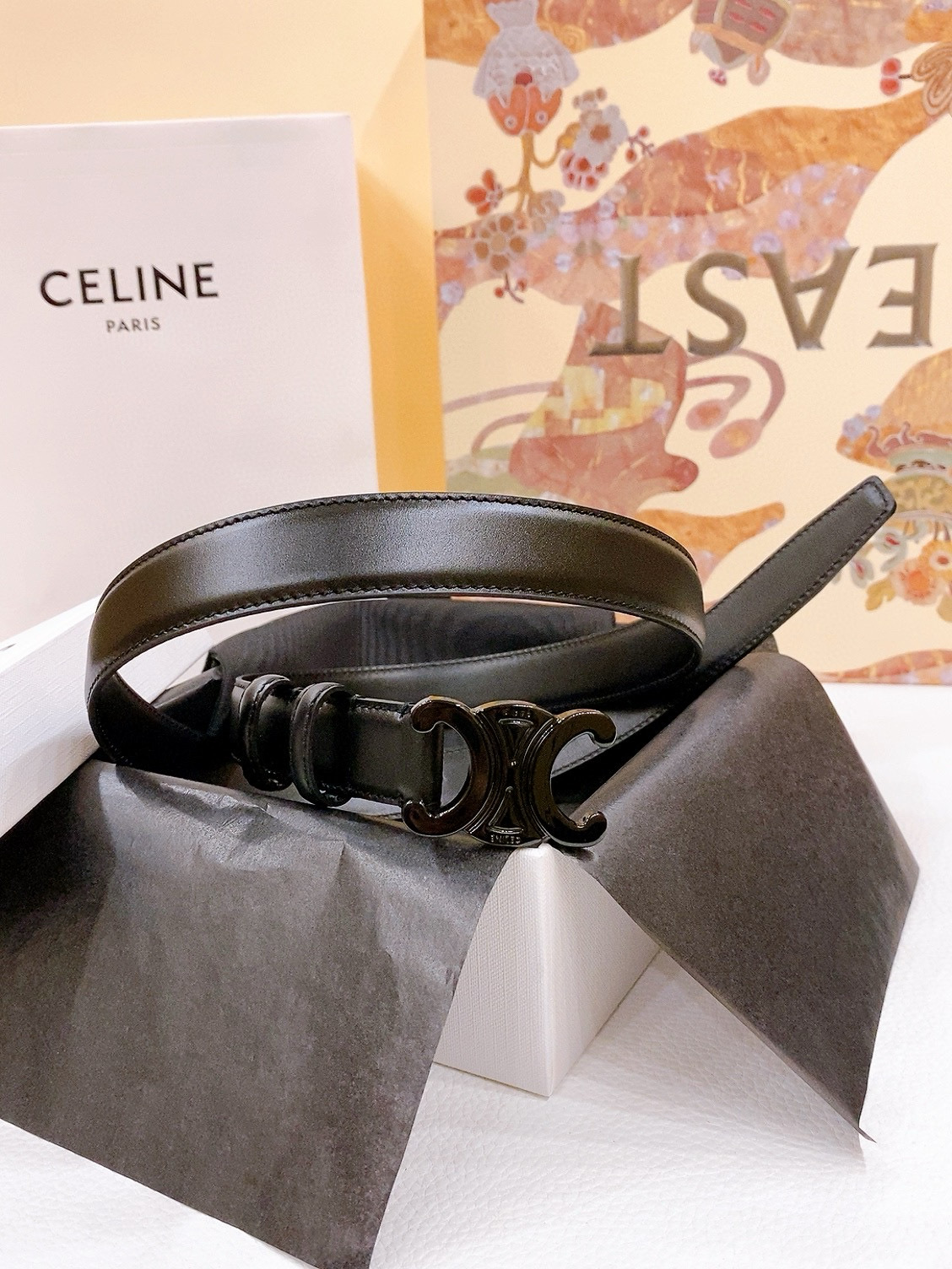 Celine Triomphe Leather Belt 2.5cm