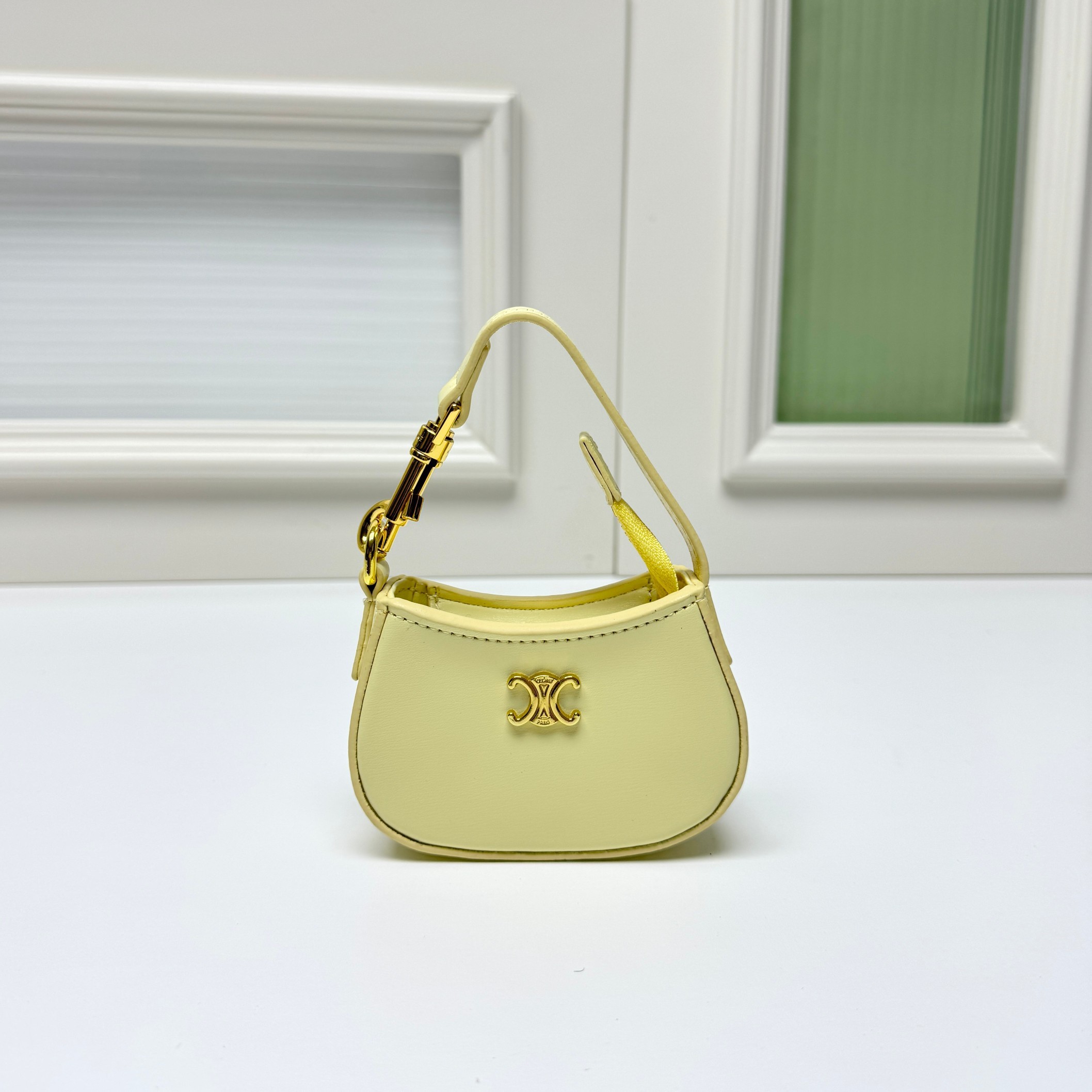 Celine Mini Tilly Triomphe Monogram Coated Canvas Gold Hardware Charm Wrist Bag - KAIROO