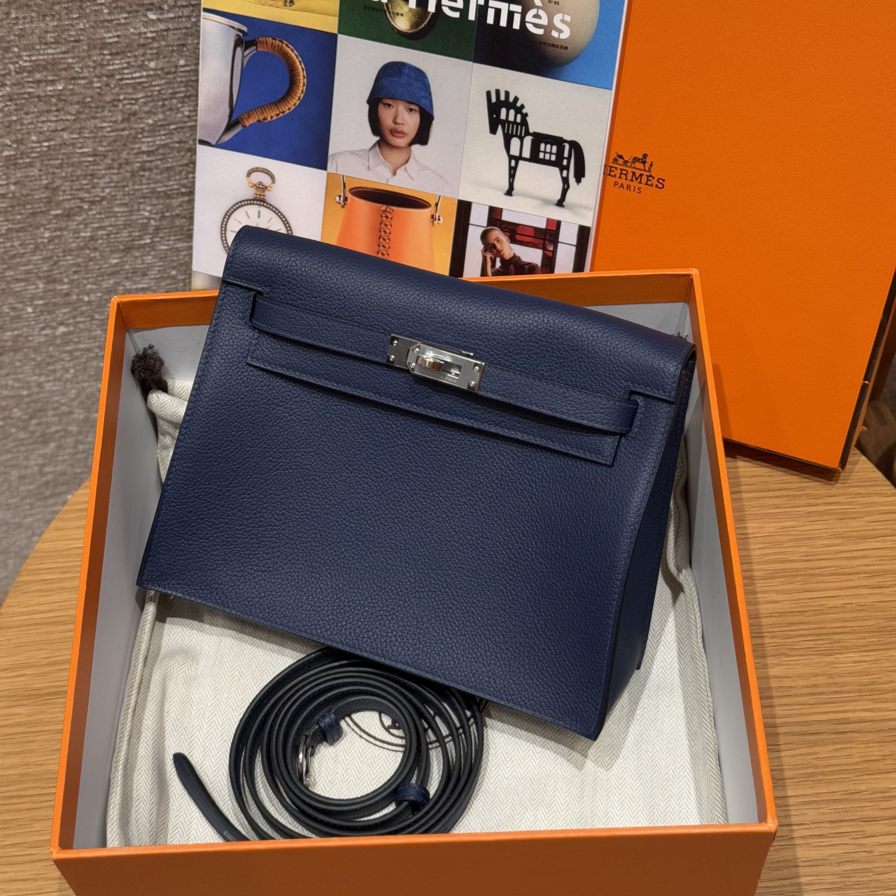 Hermes Blue saphir Evercolor Kelly Danse II