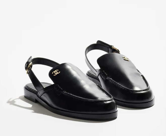 Chanel Leather Slingback Loafers