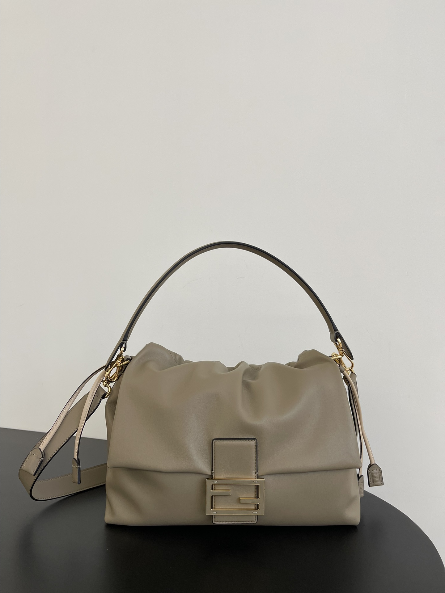 Fendi Large Baguette Soft Bag in Nappa leather-Light Grey