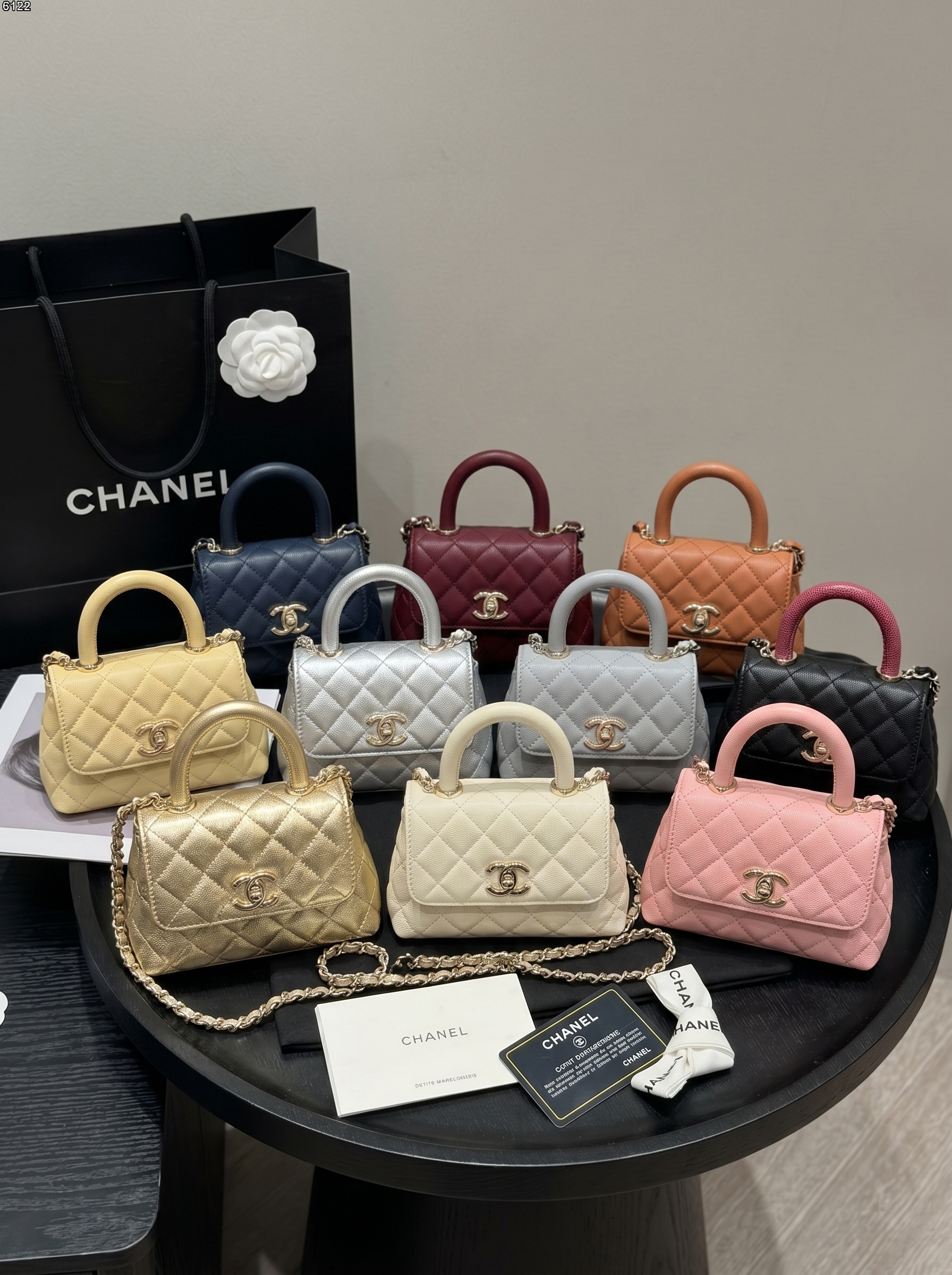 Chanel Coco Handle XXS Extra Mini Quilted Grained Leather Top Handle Flap Bag - KAIROO