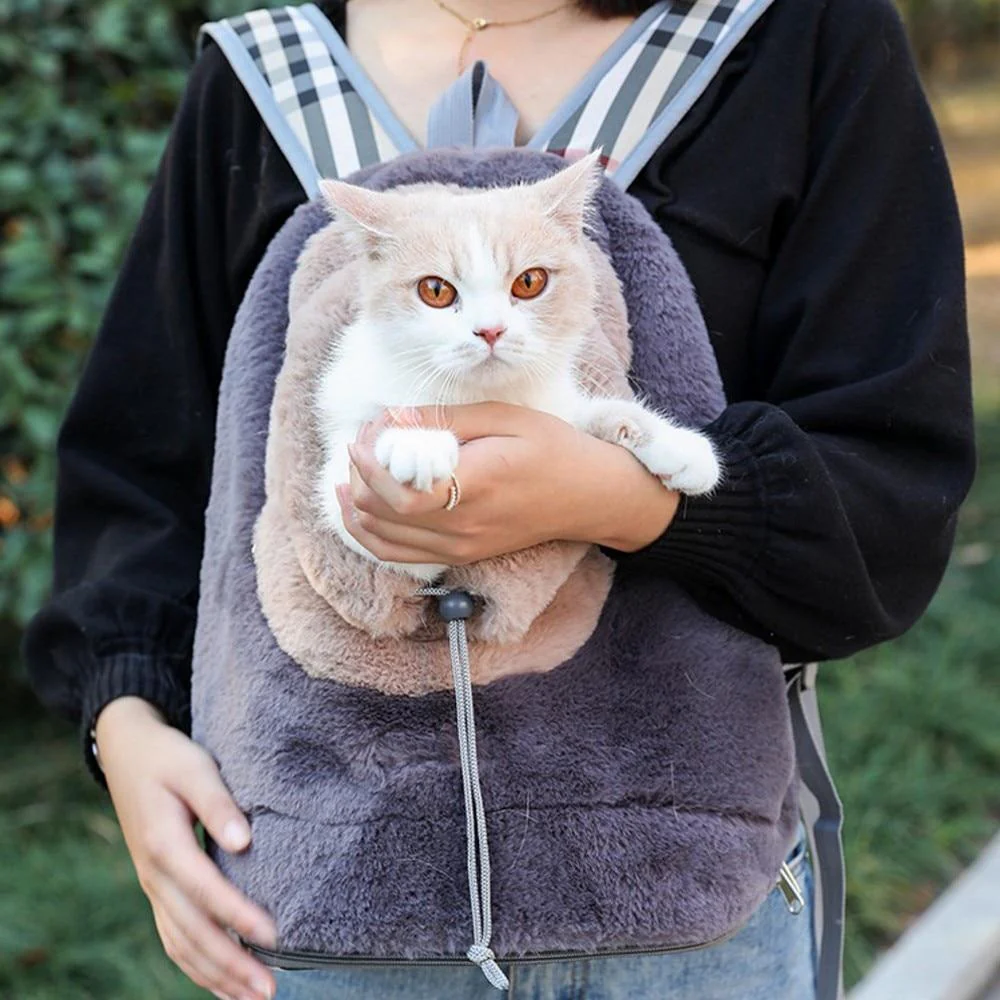 Winter Small Cat Carrier Bag Breathable Portable Travel Handbag Warm Plush Outdoor Kitten Backpack Pet Product