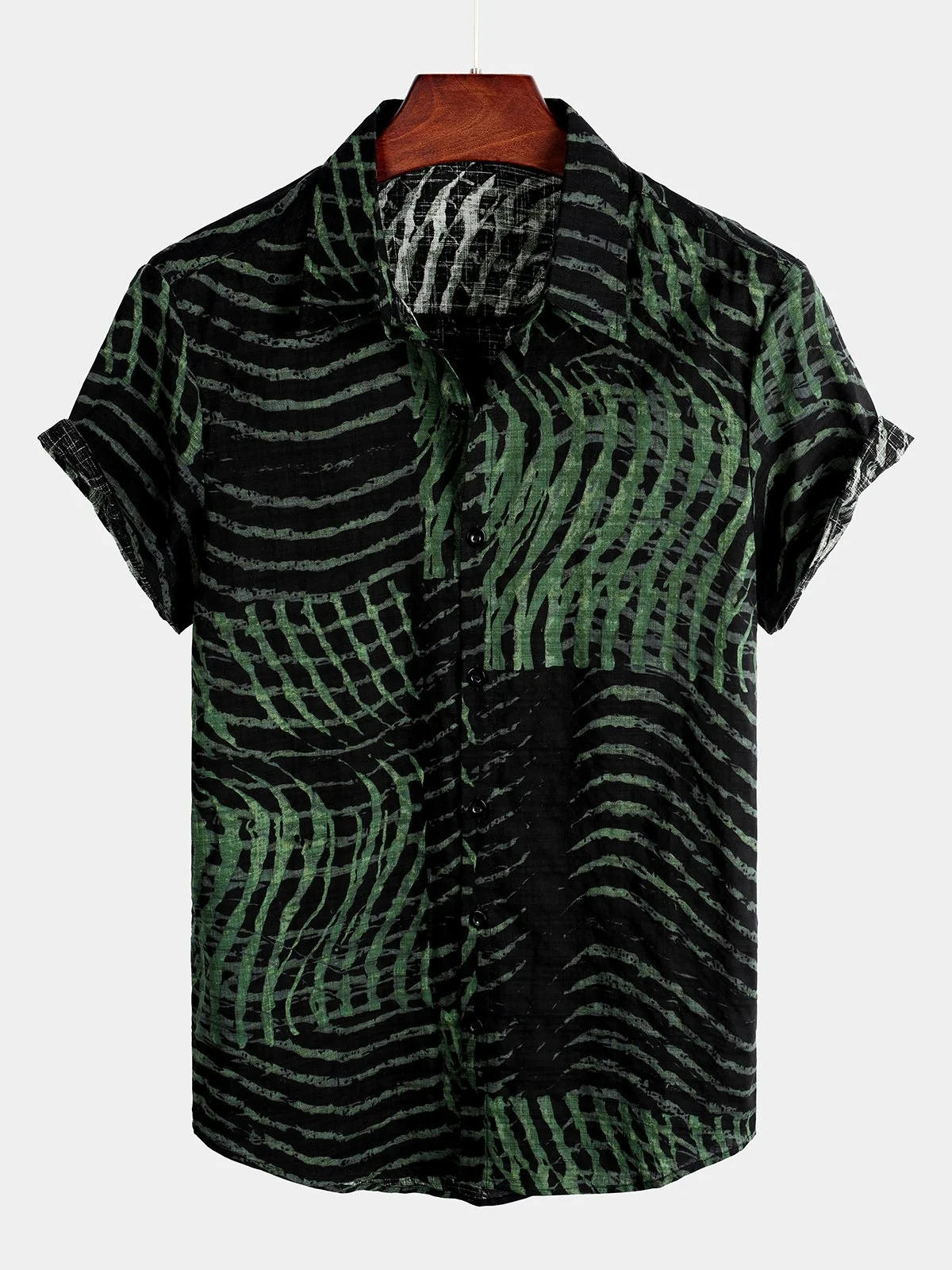 Men's Striped Print Short Sleeve Shirt