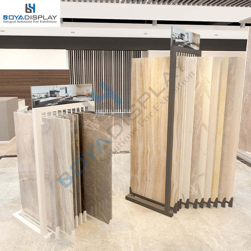 Hot Selling Portable Ceramic Tile Display Racks Stands with Customizable Metal Shelves for 600x1200mm/24x48inch Tiles