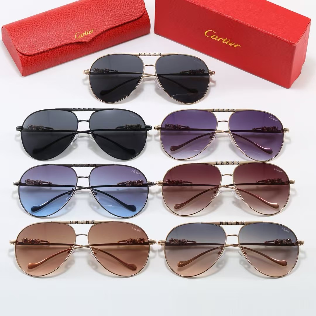 Cartier Panthère de Cartier Metal Full-Rim Aviator Sunglasses  Top quality - KAIROO