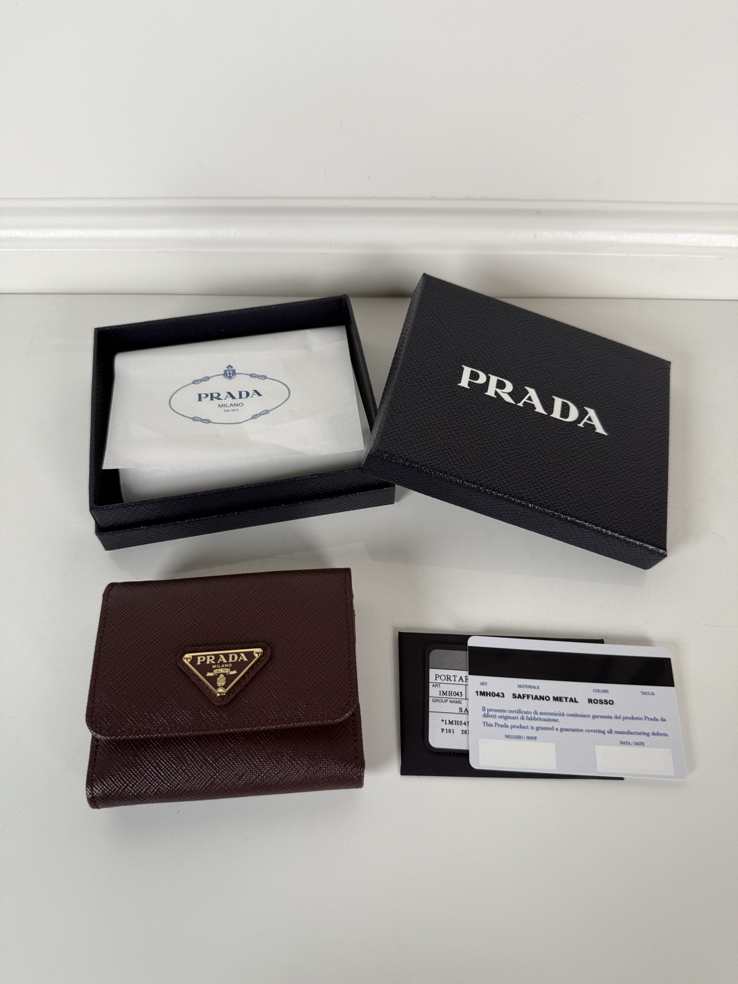 Prada Saffiano Small Wallet-Burgundy