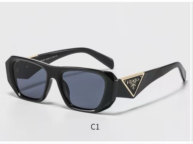 Prada Gold‑Tone Triangle‑Logo Rectangular Sunglasses - KAIROO