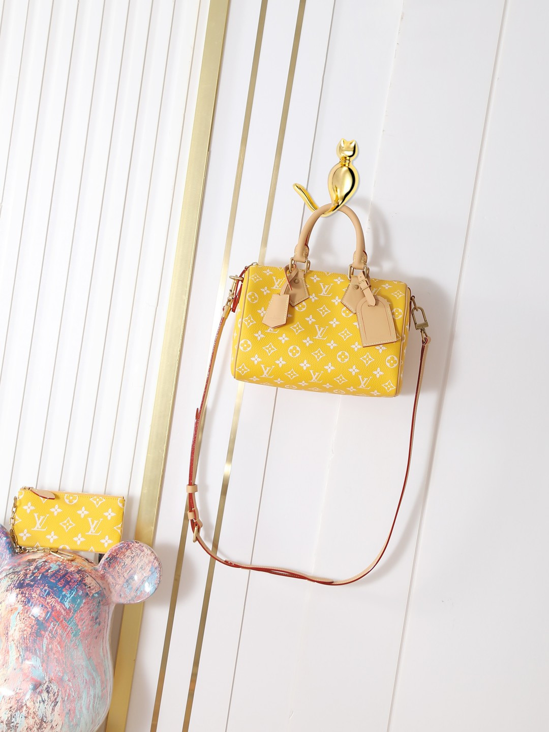 【15A】Louis Vuitton x Pharrell Williams LV Speedy 25/30/40 P9 Yellow Monogram Brass Plaque Boston Top Handle Bag - KAIROO