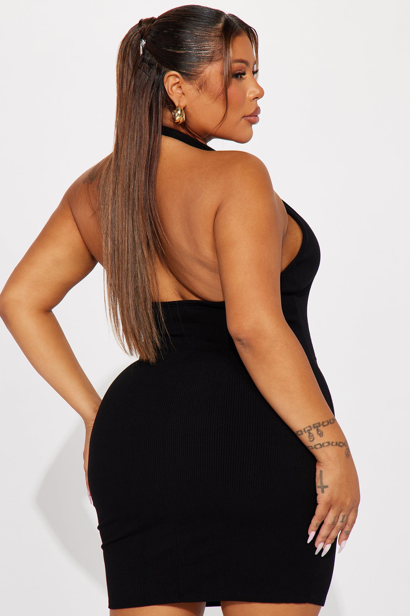 Celeste Snatched Halter Mini Dress - Black