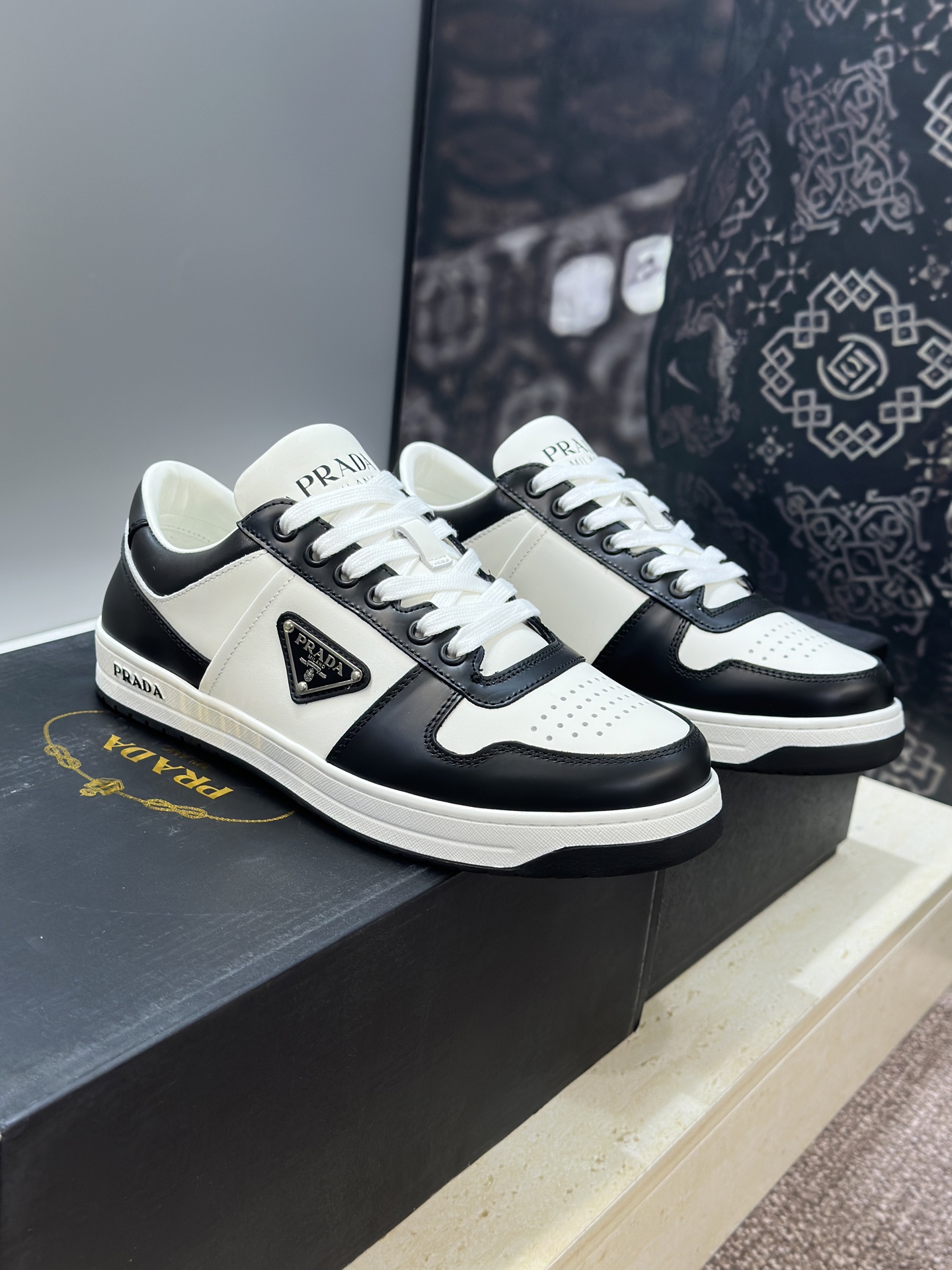 Prada Classic Unisex Leather Sneakers