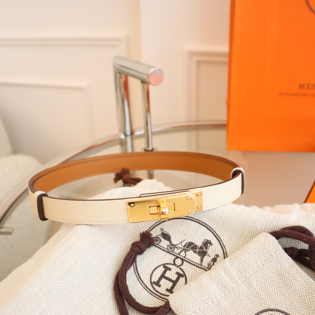 Hermes Craie Kelly Mini leather Belt 18mm