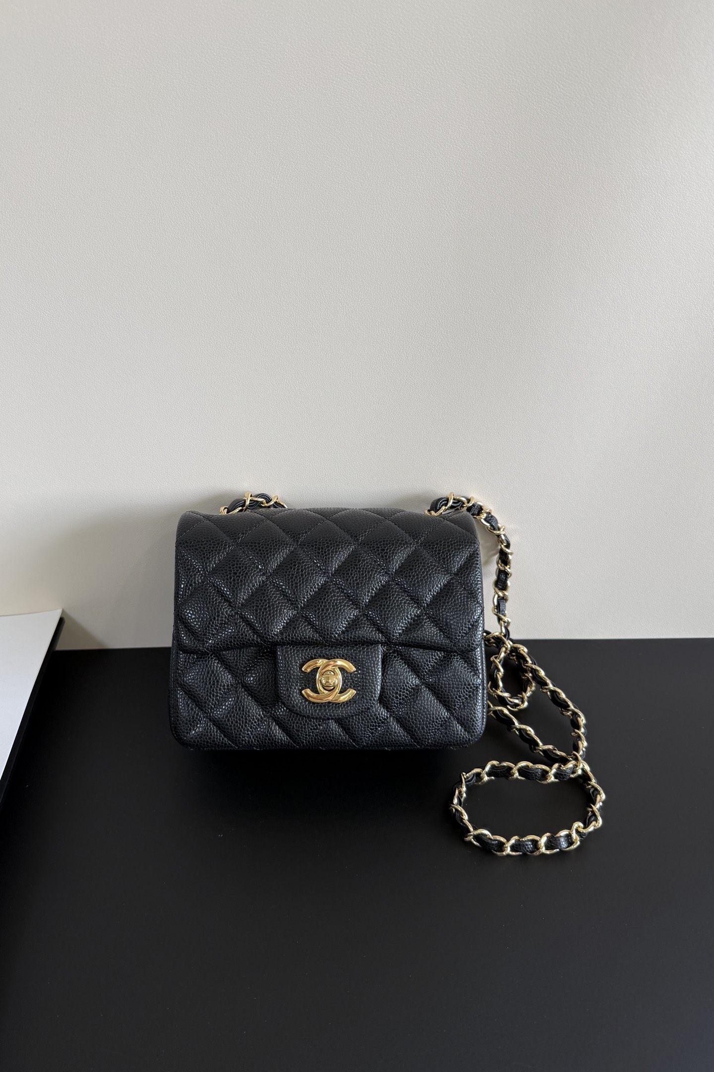 Chanel Mini Square CF 17CM Quilted Caviar Leather Chain Flap Shoulder Bag /10A - KAIROO