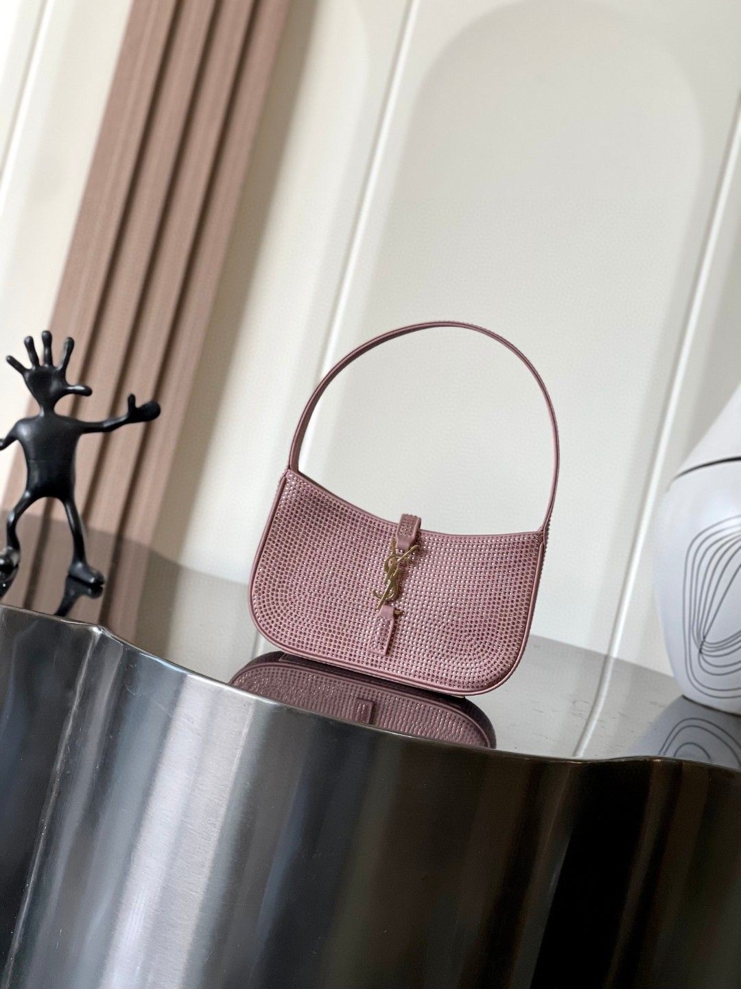 Saint Laurent YSL satin and crystal mini bag
