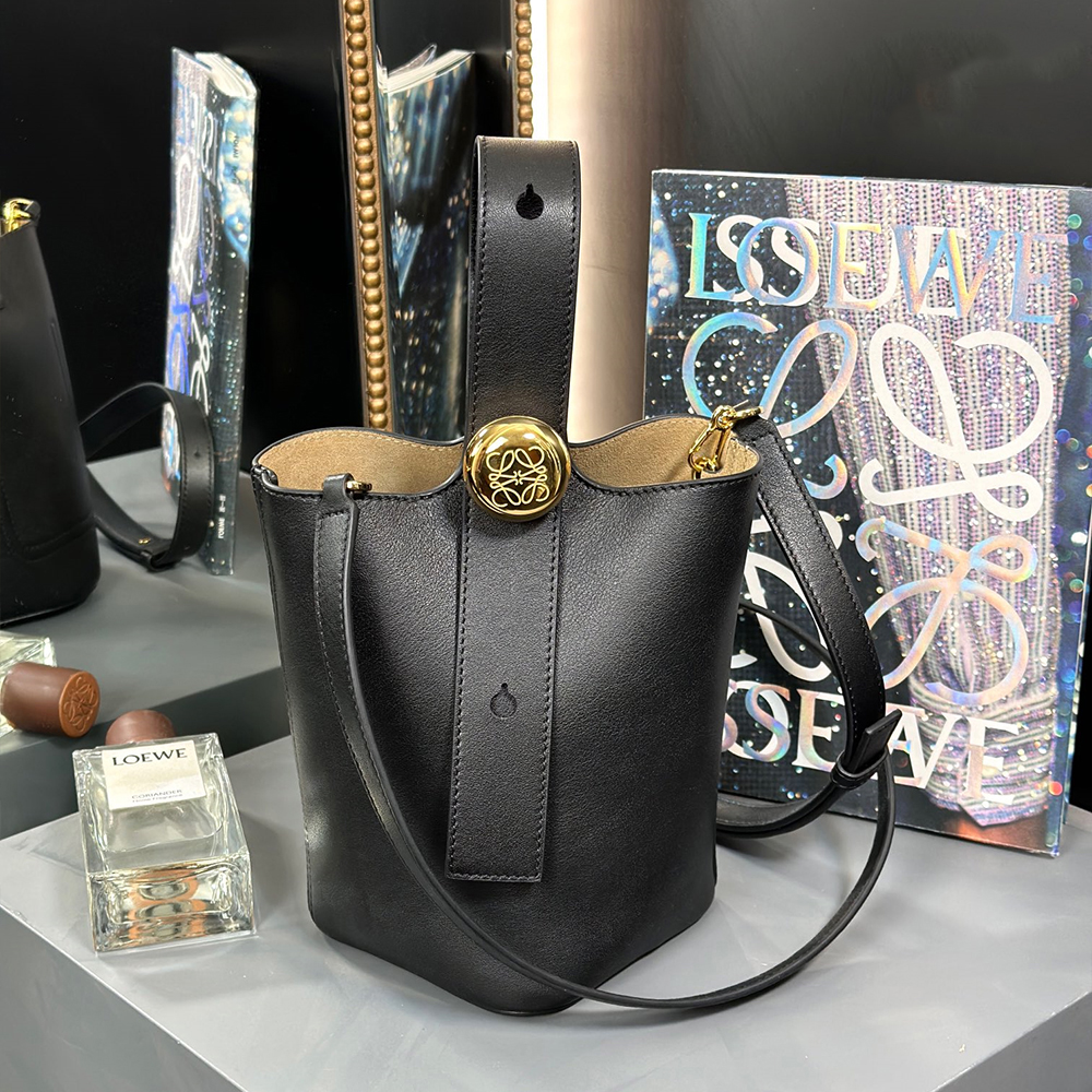 LOEWE Mini Pebble Bucket bag in soft grained calfskin