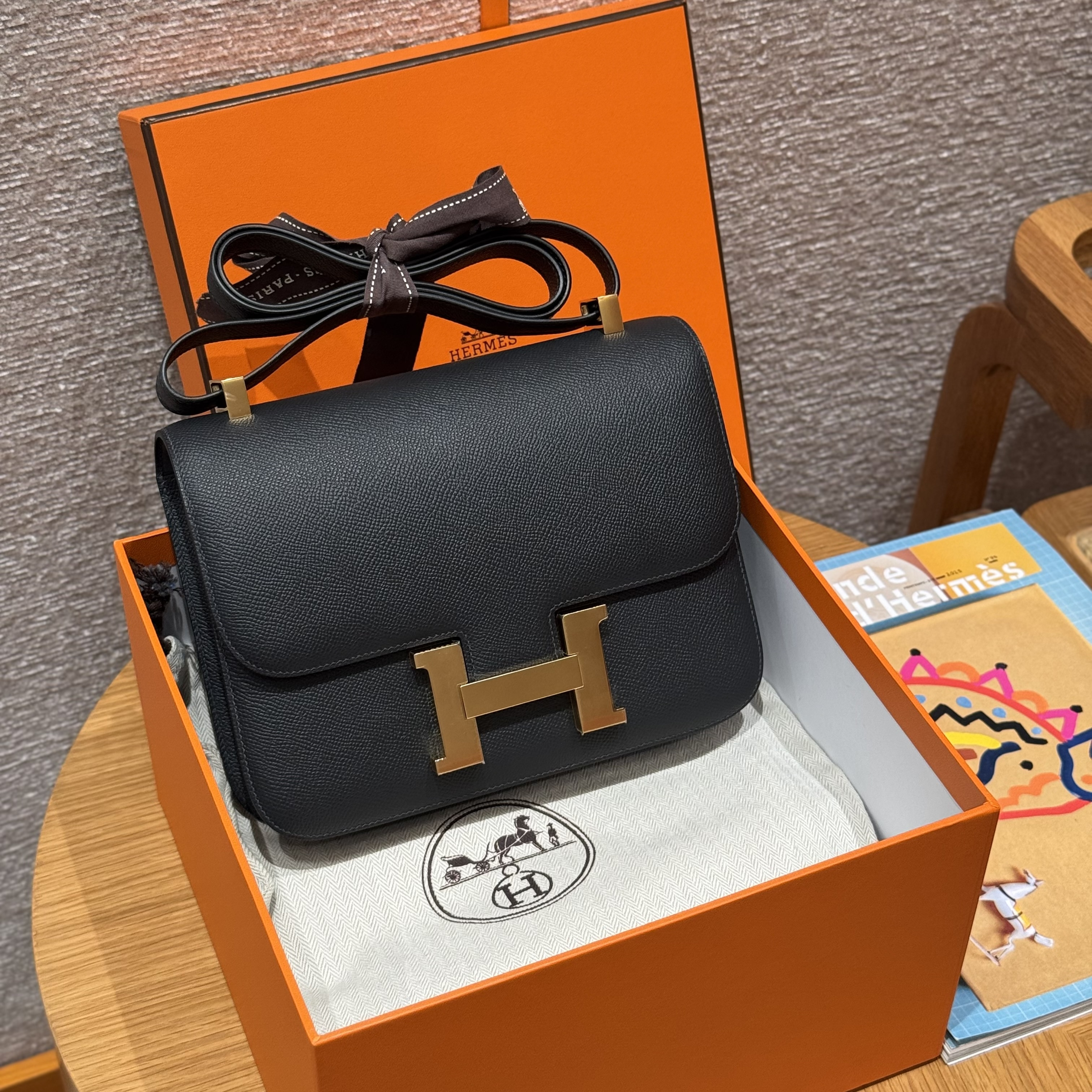 Hermes Black Epsom Constance 24