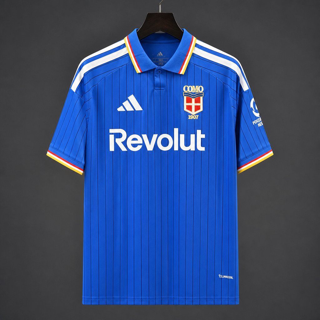 26/27 Como 1907 Royal Blue with Pinstripe Home Jersey S-4XL - musan