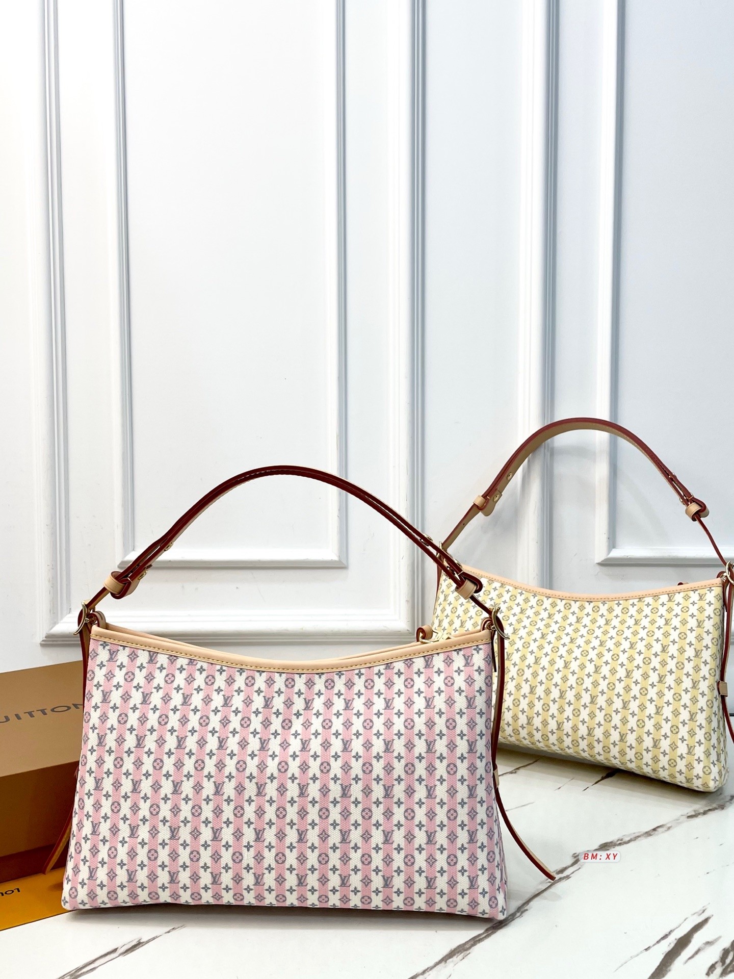 Louis Vuitton LV Carryall MM Resort Trunks & Bags Stamp Striped Monogram Canvas Hobo Tote Bag - KAIROO