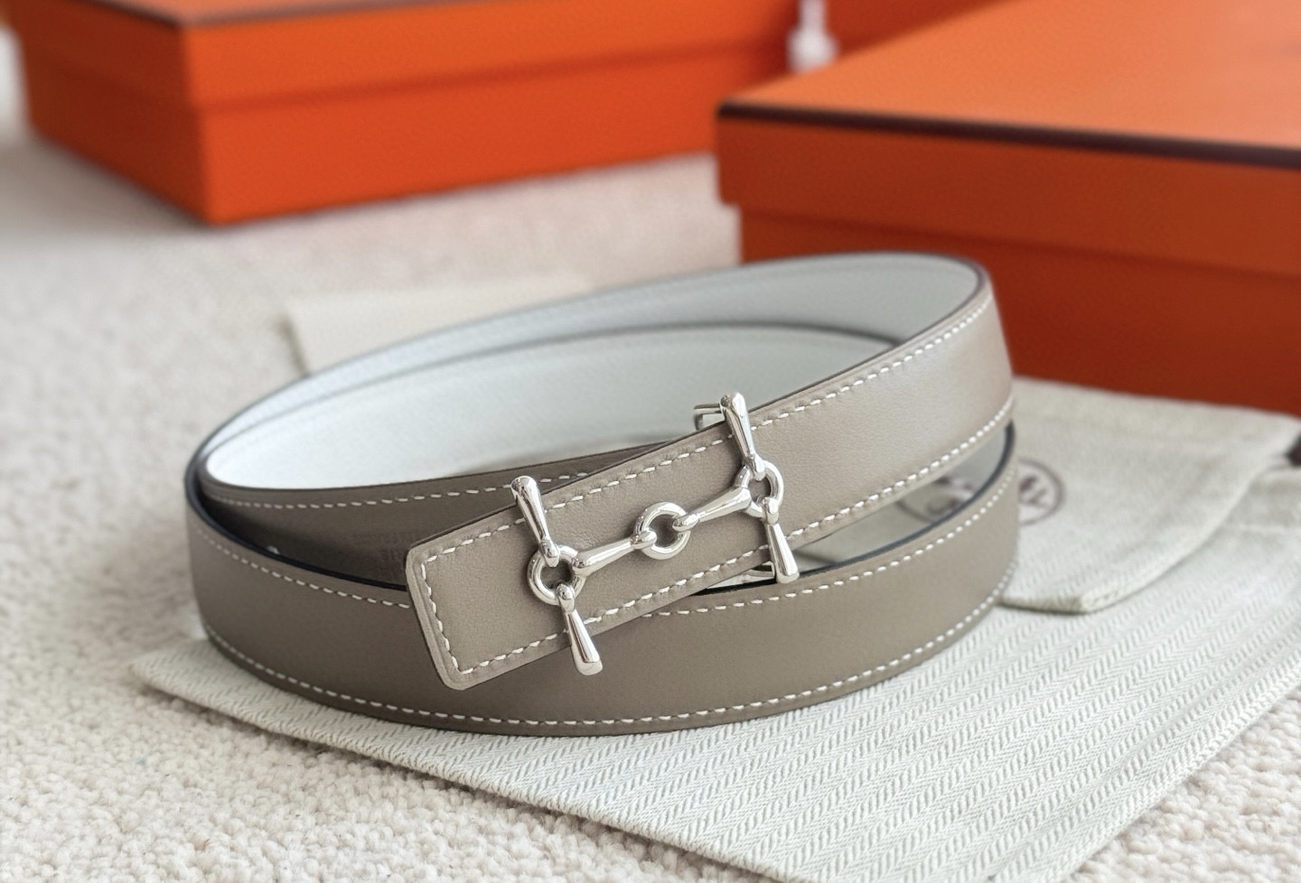 Hermes H Equestre Reversible Leather Belt 24mm