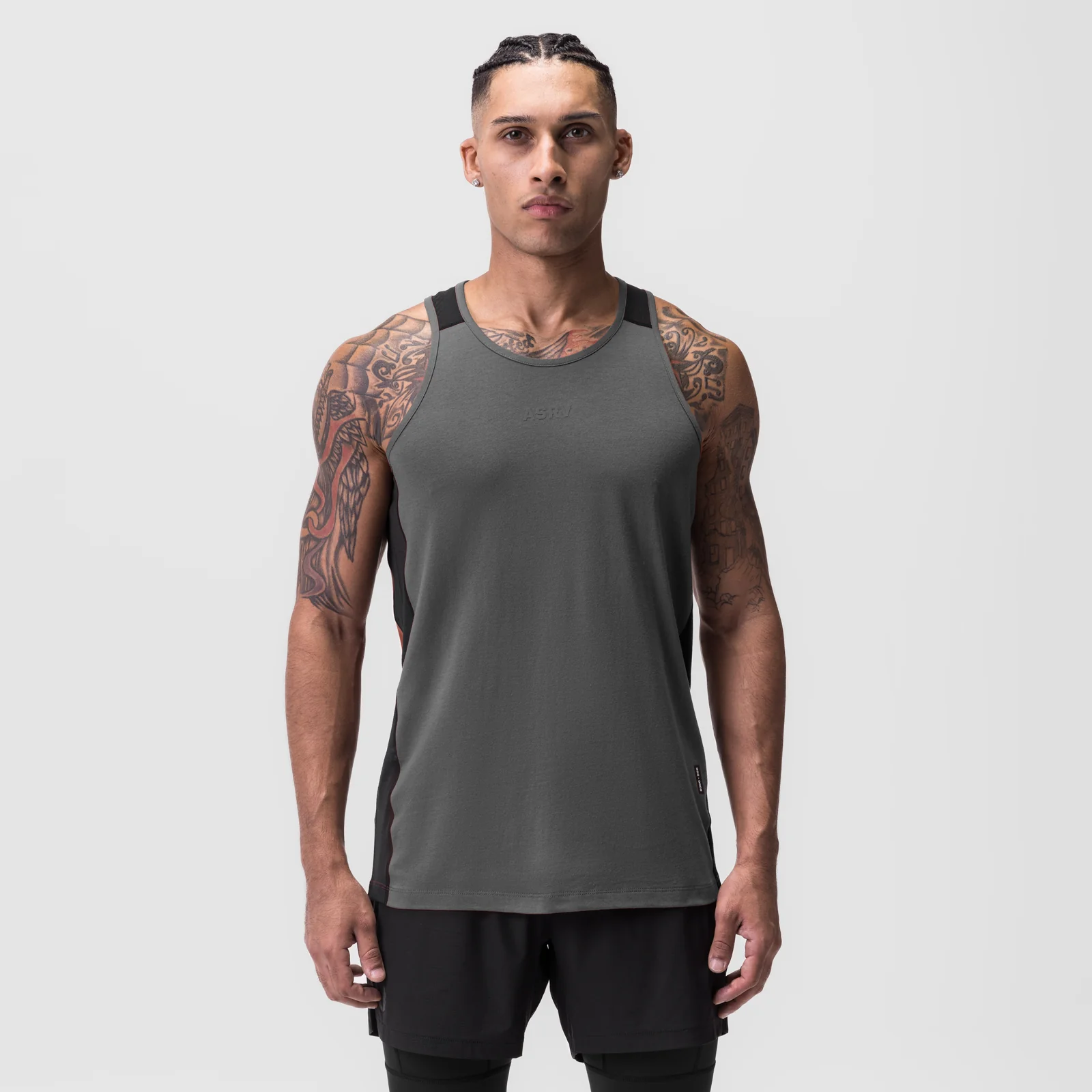 0809. Supima Mesh Panel Training Singlet - Space Grey